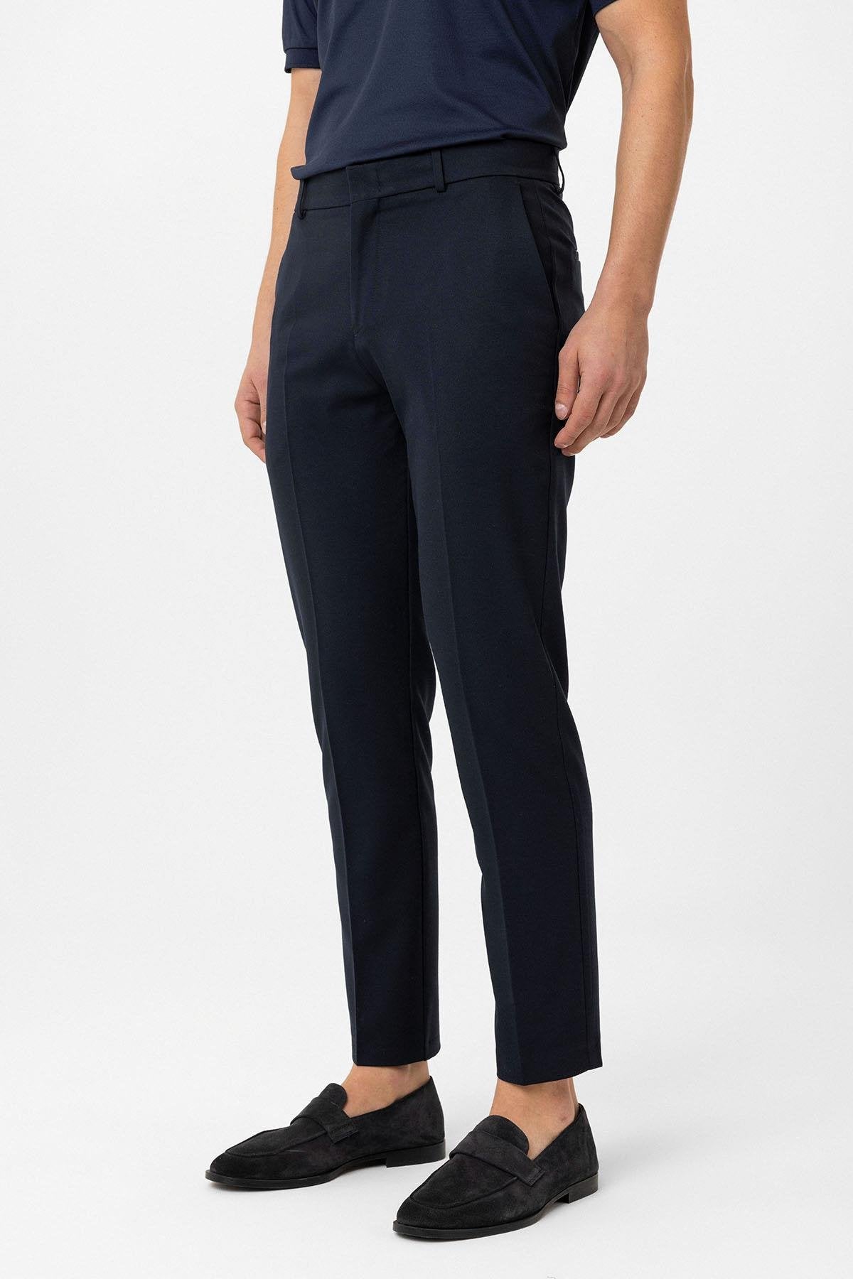 Antioch-Lacivert Slim Fit Comfort Erkek Pantolon-Kumaş Pantolon-3-Milagron.com
