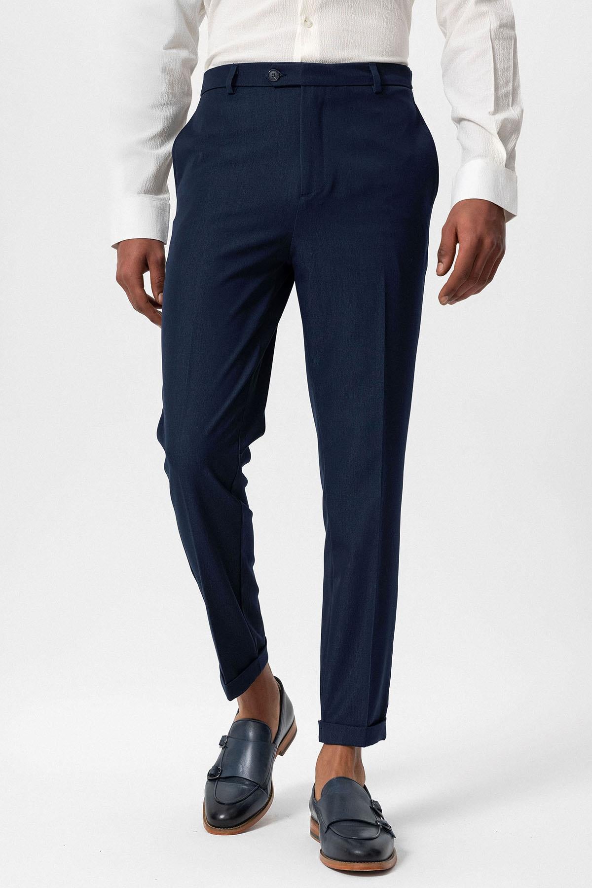 Antioch-Lacivert Slim Fit Duble Paça Erkek Pantolon-Pantolon-2-Milagron.com