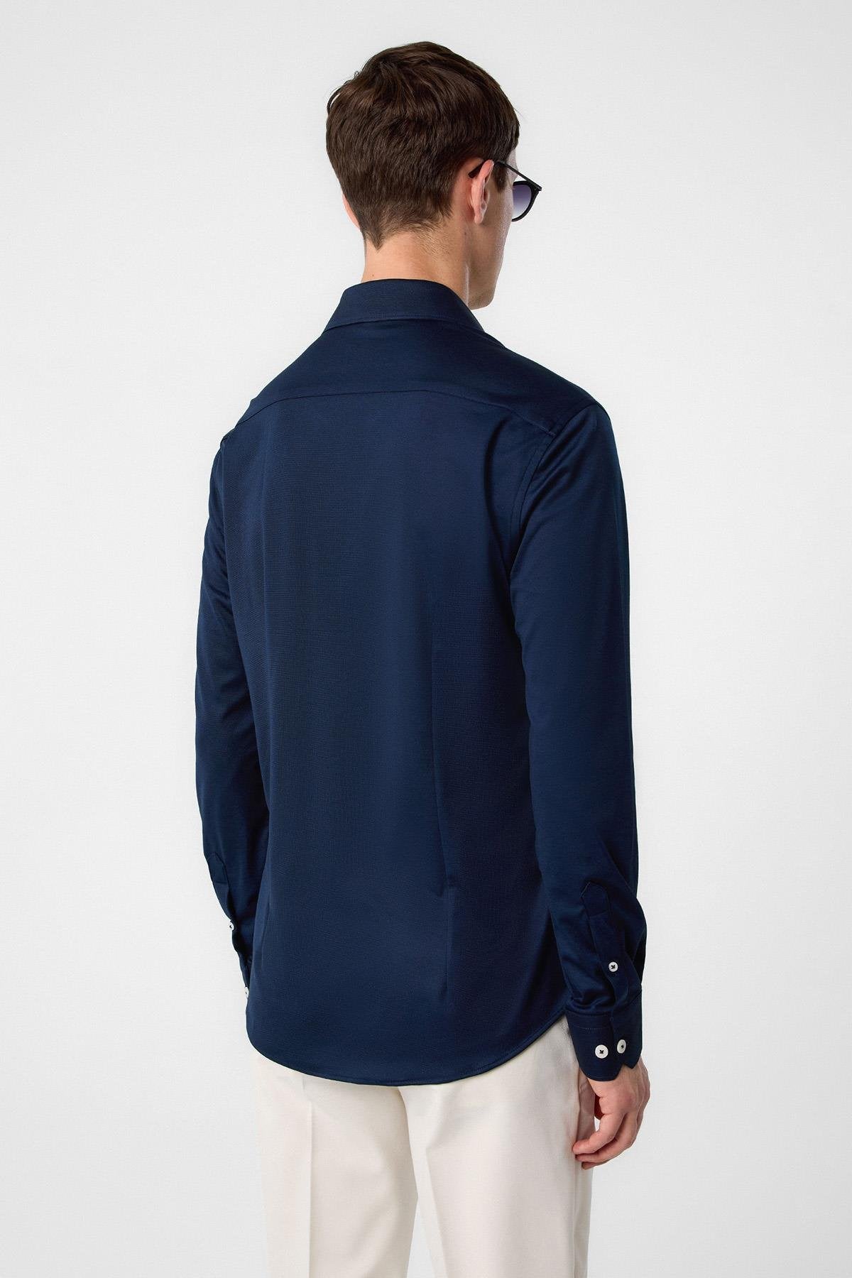 Antioch-Lacivert Slim Fit Erkek Gömlek-Gömlek-11-Milagron.com