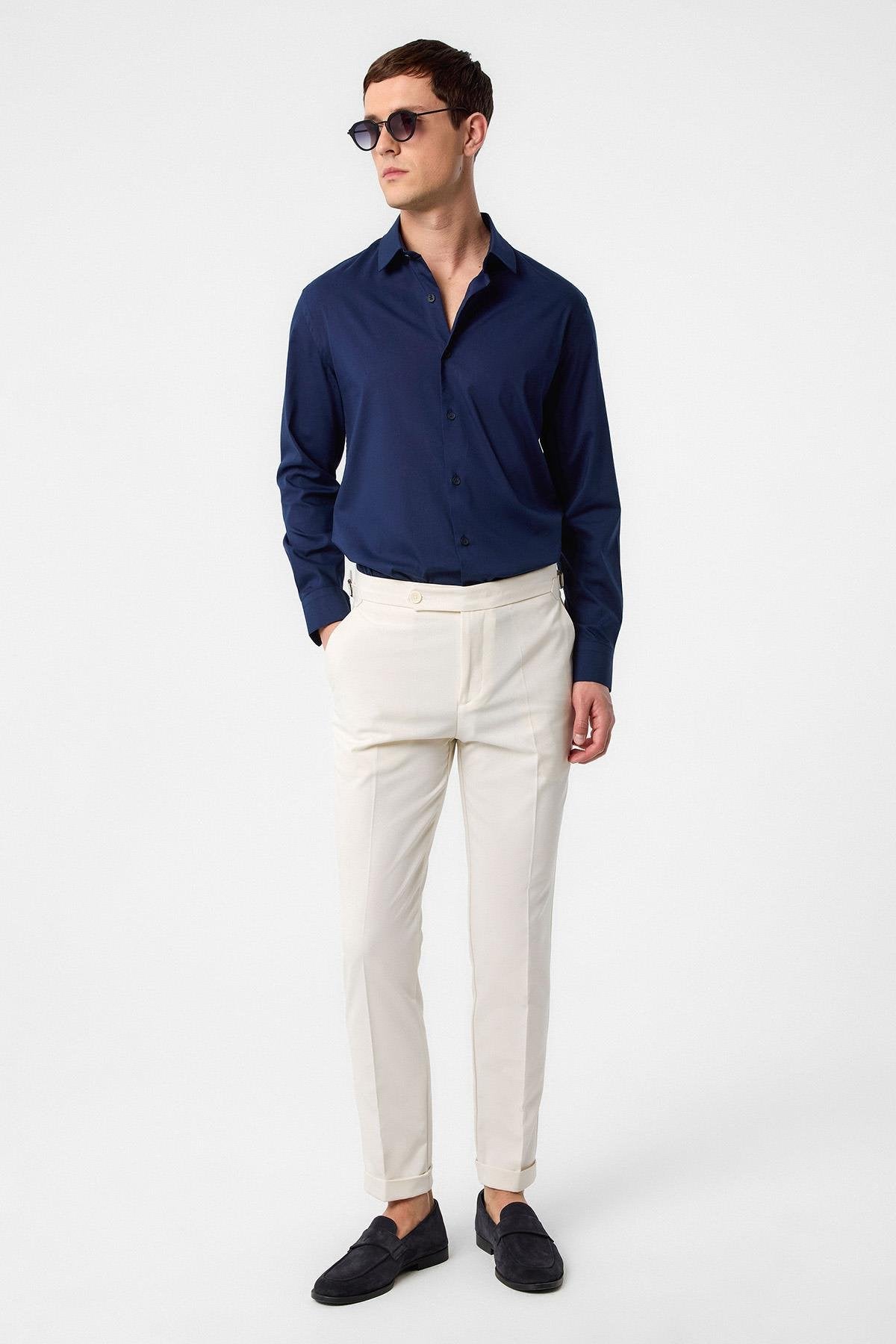 Antioch-Lacivert Slim Fit Erkek Gömlek-Gömlek-2-Milagron.com