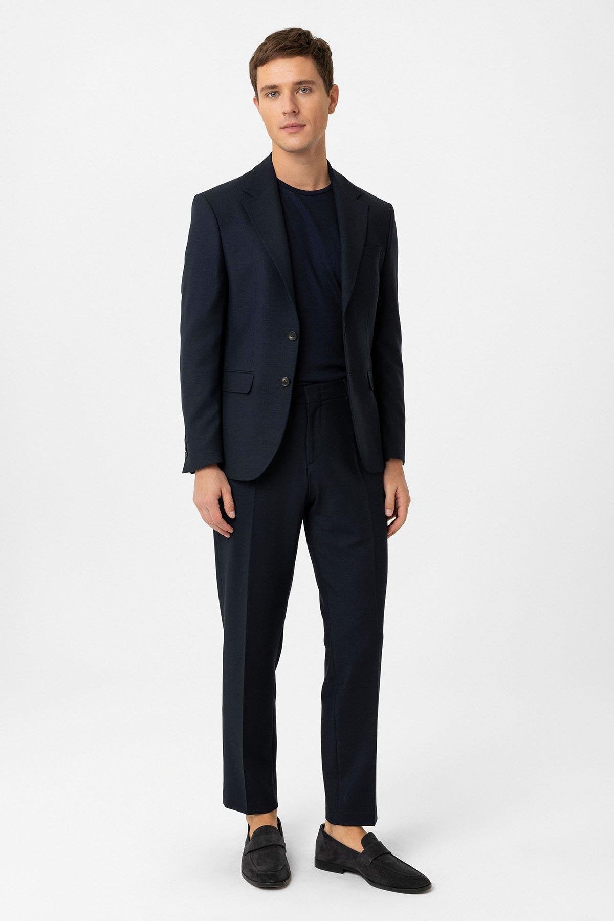 Antioch-Lacivert Slim Fit Klasik Erkek Takım-Takım Elbise-2-Milagron.com