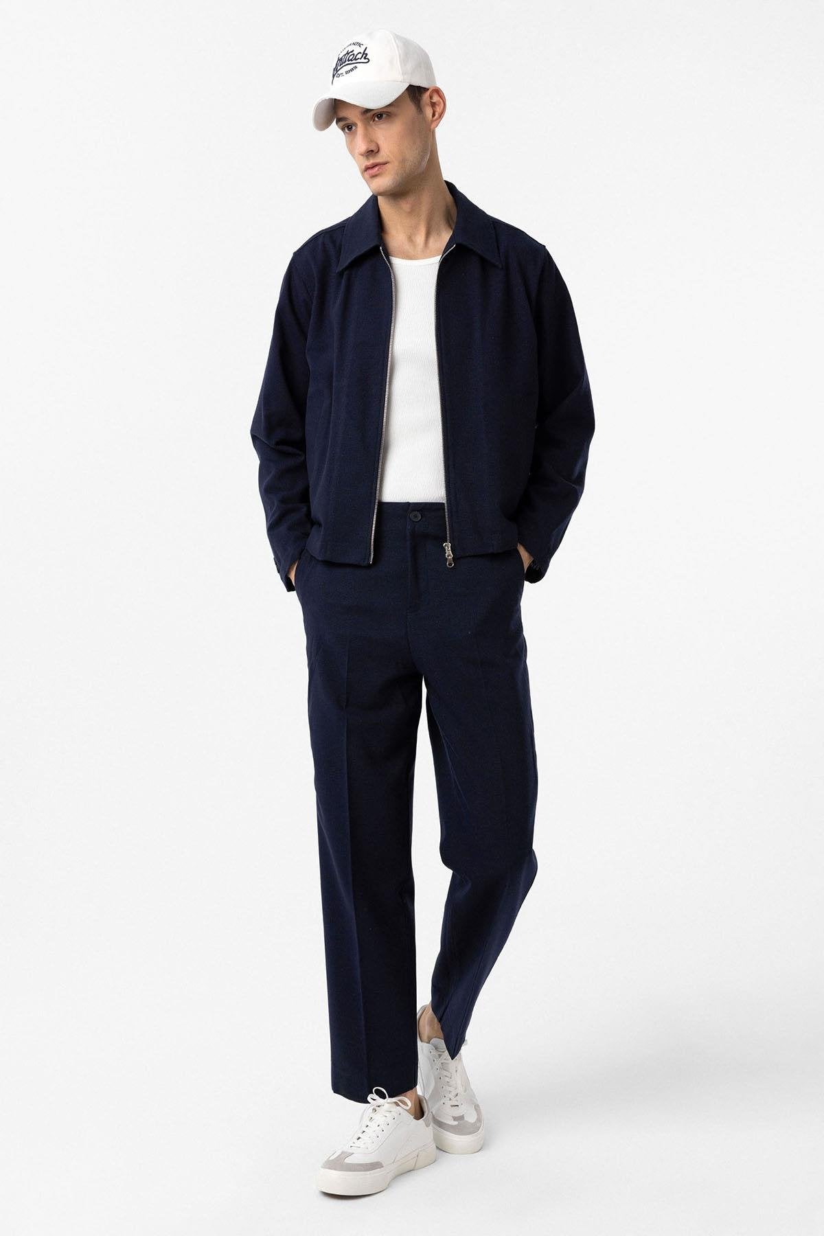 Antioch-Lacivert Straight Fit Erkek Pantolon-Kumaş Pantolon-2-Milagron.com