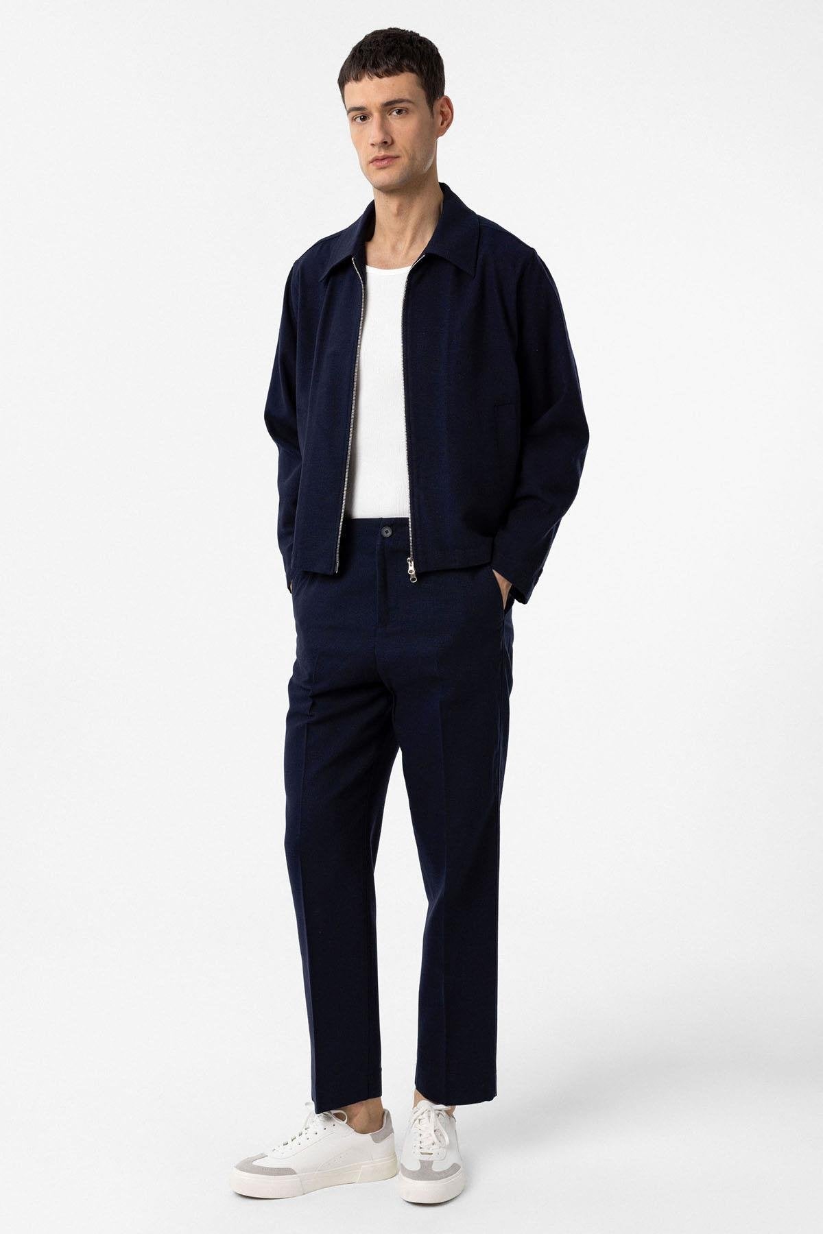 Antioch-Lacivert Straight Fit Erkek Pantolon-Kumaş Pantolon-3-Milagron.com