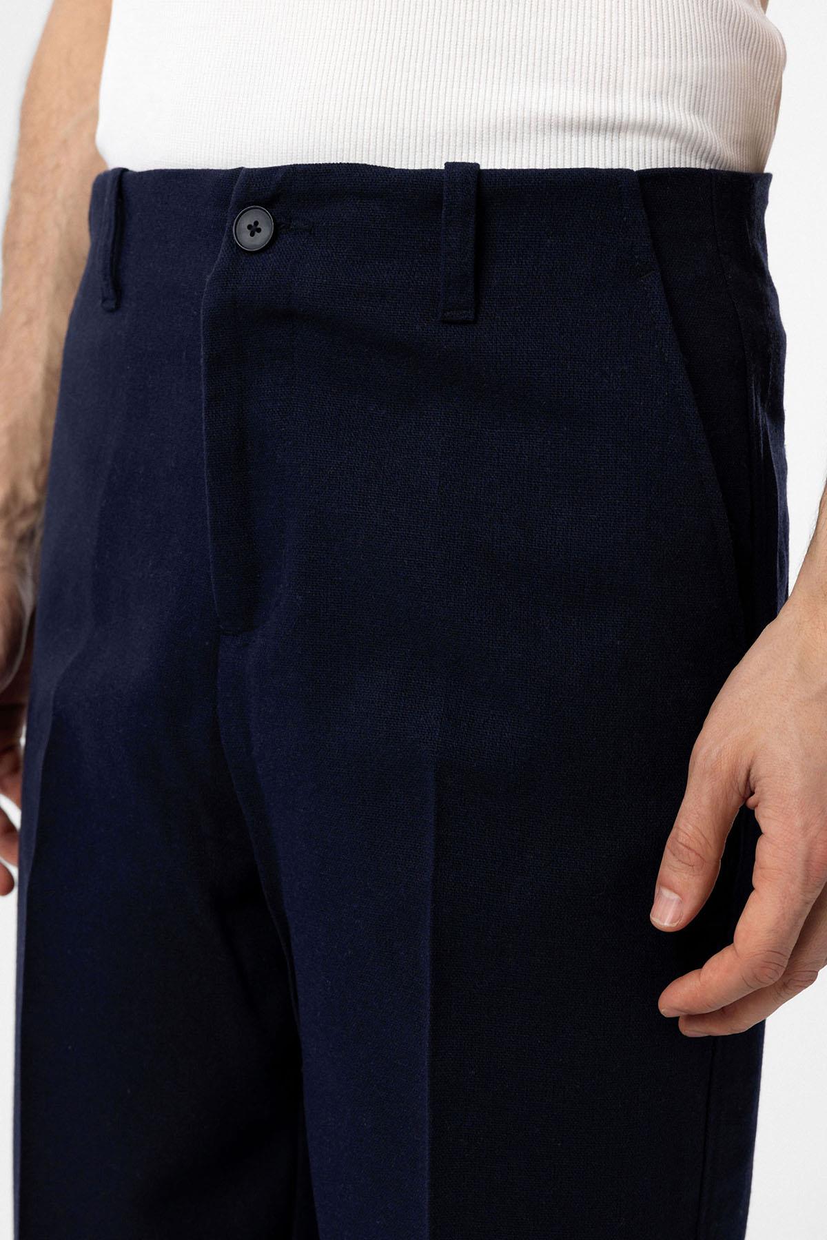 Antioch-Lacivert Straight Fit Erkek Pantolon-Kumaş Pantolon-4-Milagron.com
