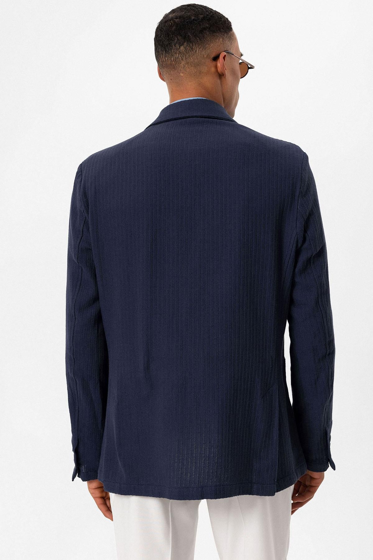 Antioch-Lacivert Torba Cepli Astarsız Erkek Blazer Ceket-Ceket-6-Milagron.com