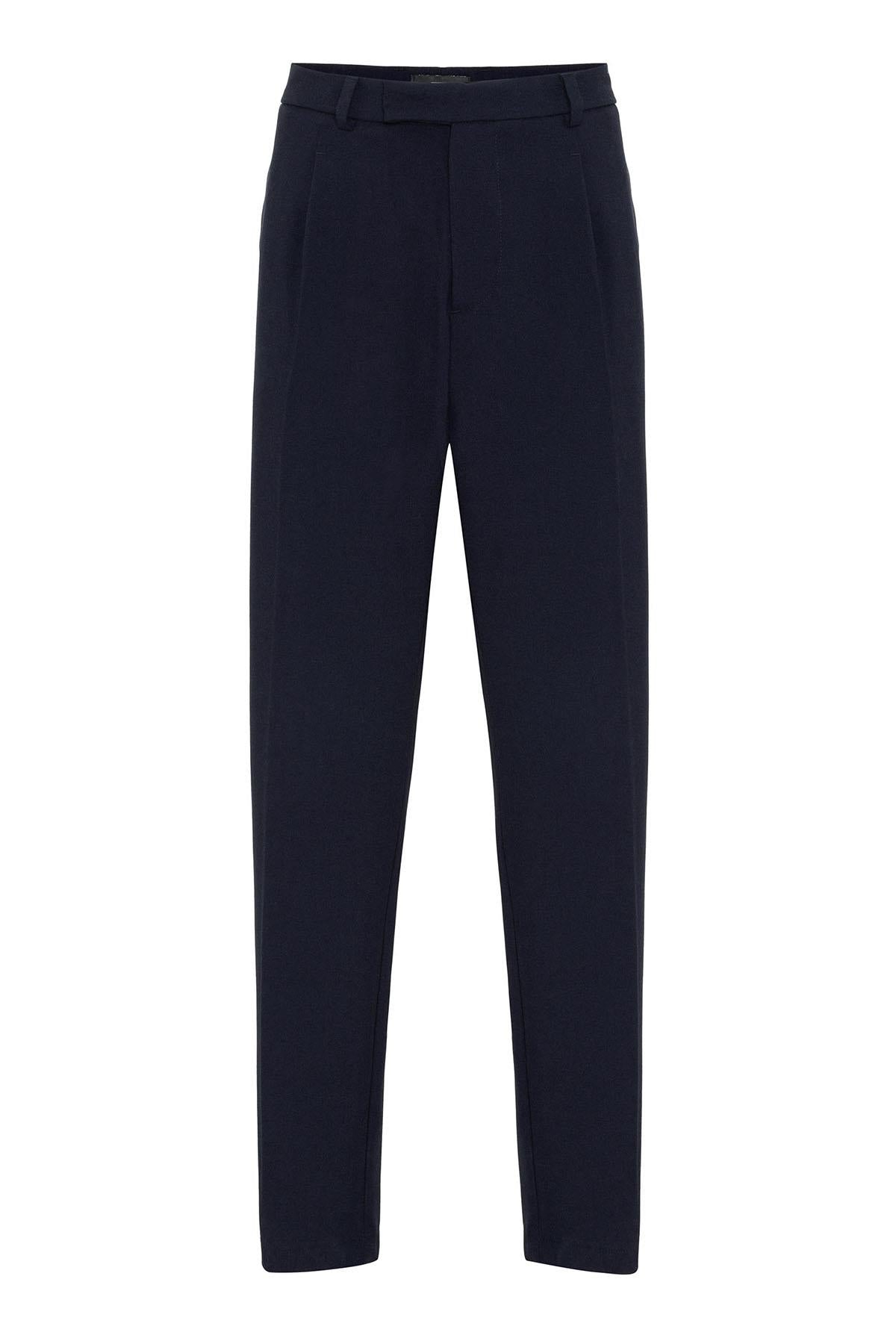 Antioch-Lacivert Yüksek Bel Paça Fermuarlı Erkek Pantolon-Pantolon-3-Milagron.com