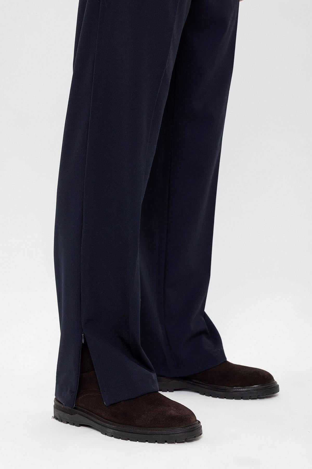 Antioch-Lacivert Yüksek Bel Paça Fermuarlı Erkek Pantolon-Pantolon-4-Milagron.com