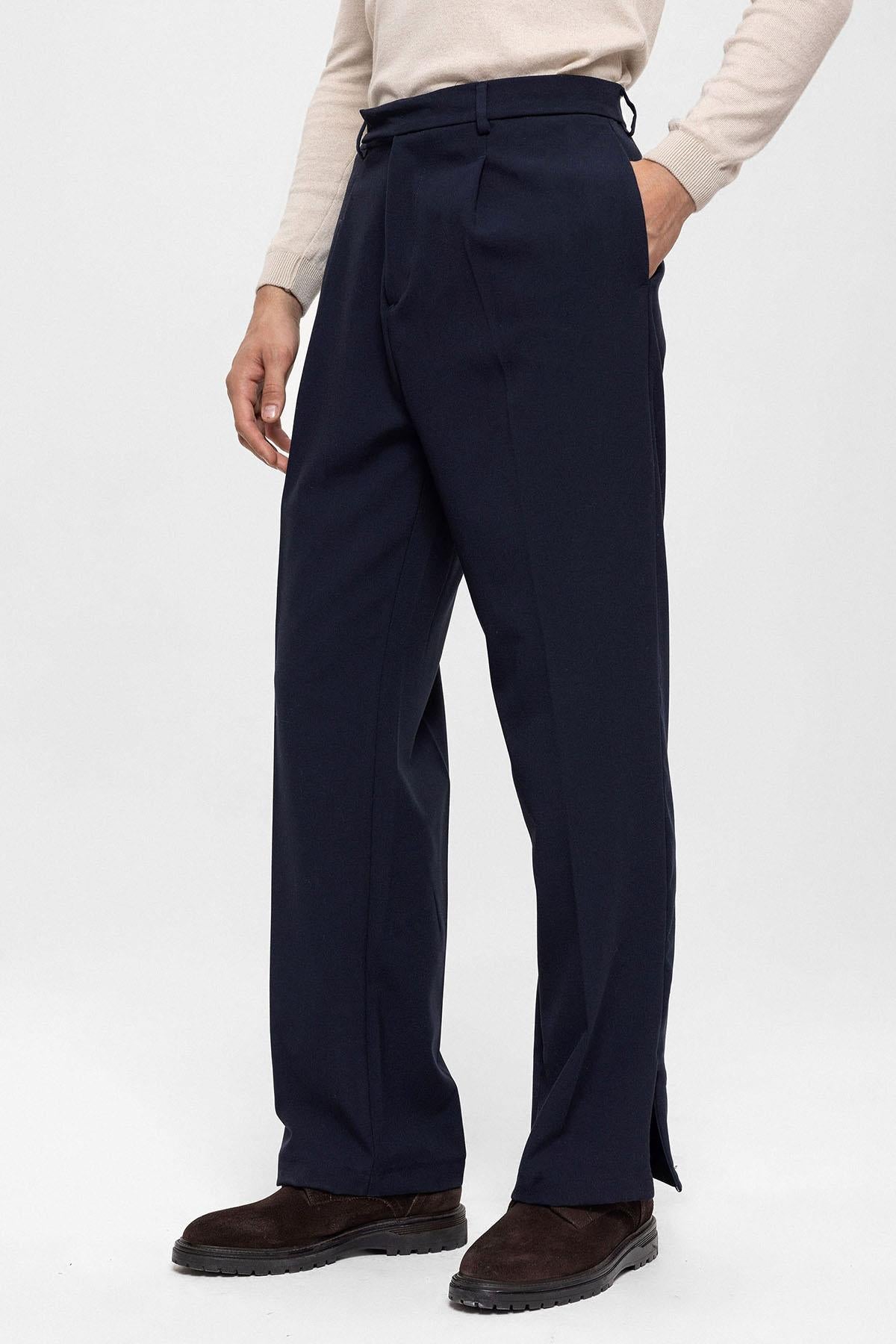 Antioch-Lacivert Yüksek Bel Paça Fermuarlı Erkek Pantolon-Pantolon-7-Milagron.com