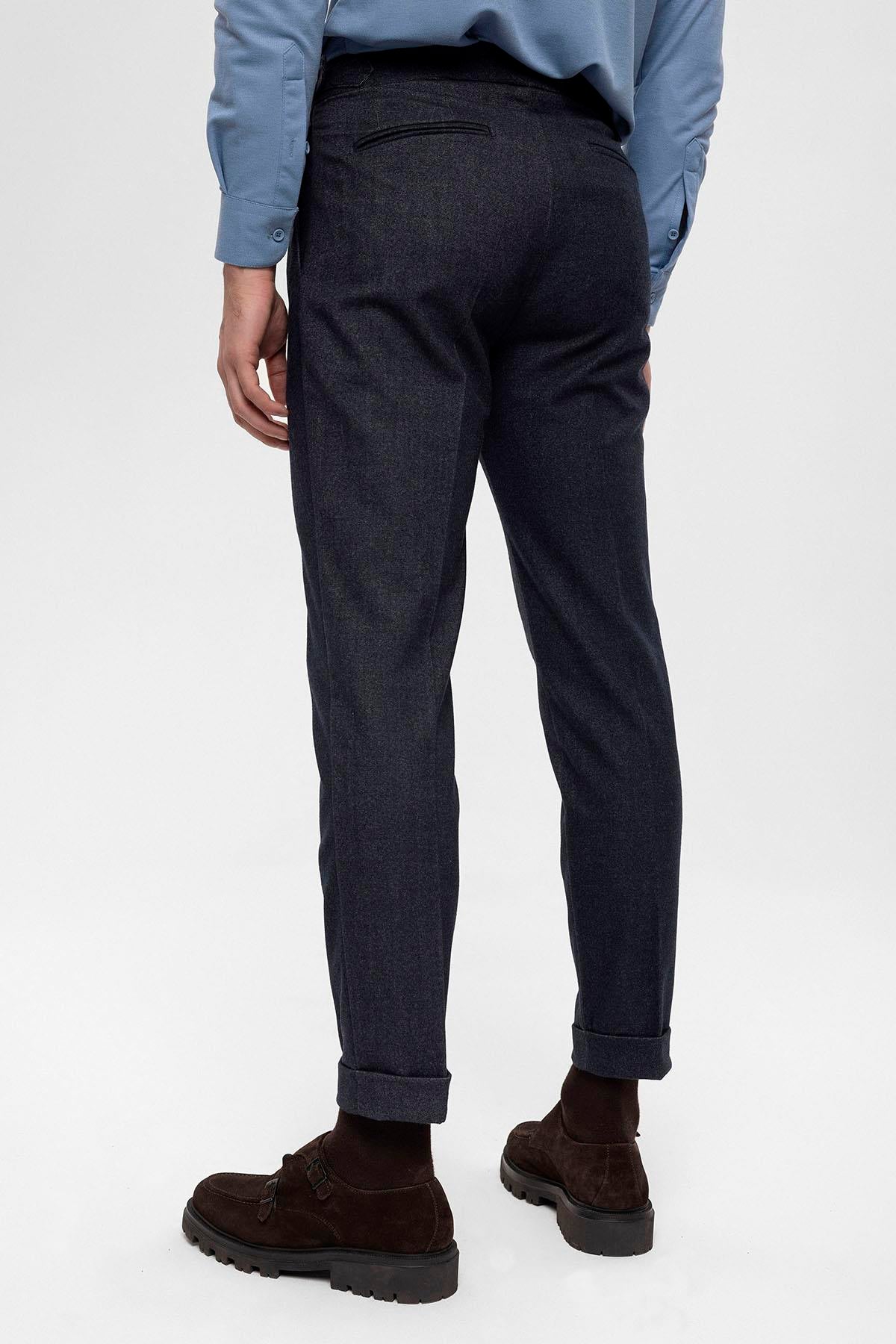 Antioch-Lacivert Yüksek Bel Pileli Erkek Pantolon-Kumaş Pantolon-8-Milagron.com