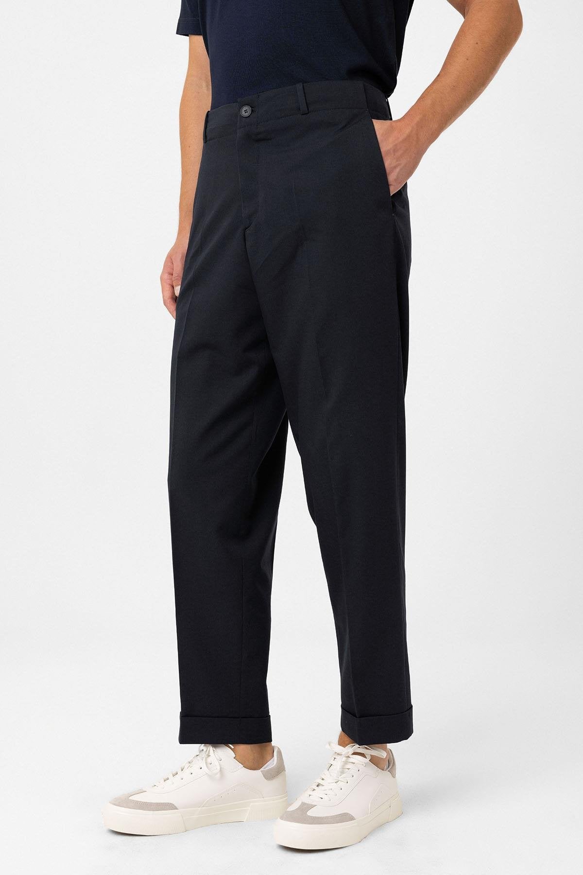 Antioch-Lacivert Yüksek Bel Straight Fit Erkek Pantolon-Kumaş Pantolon-3-Milagron.com