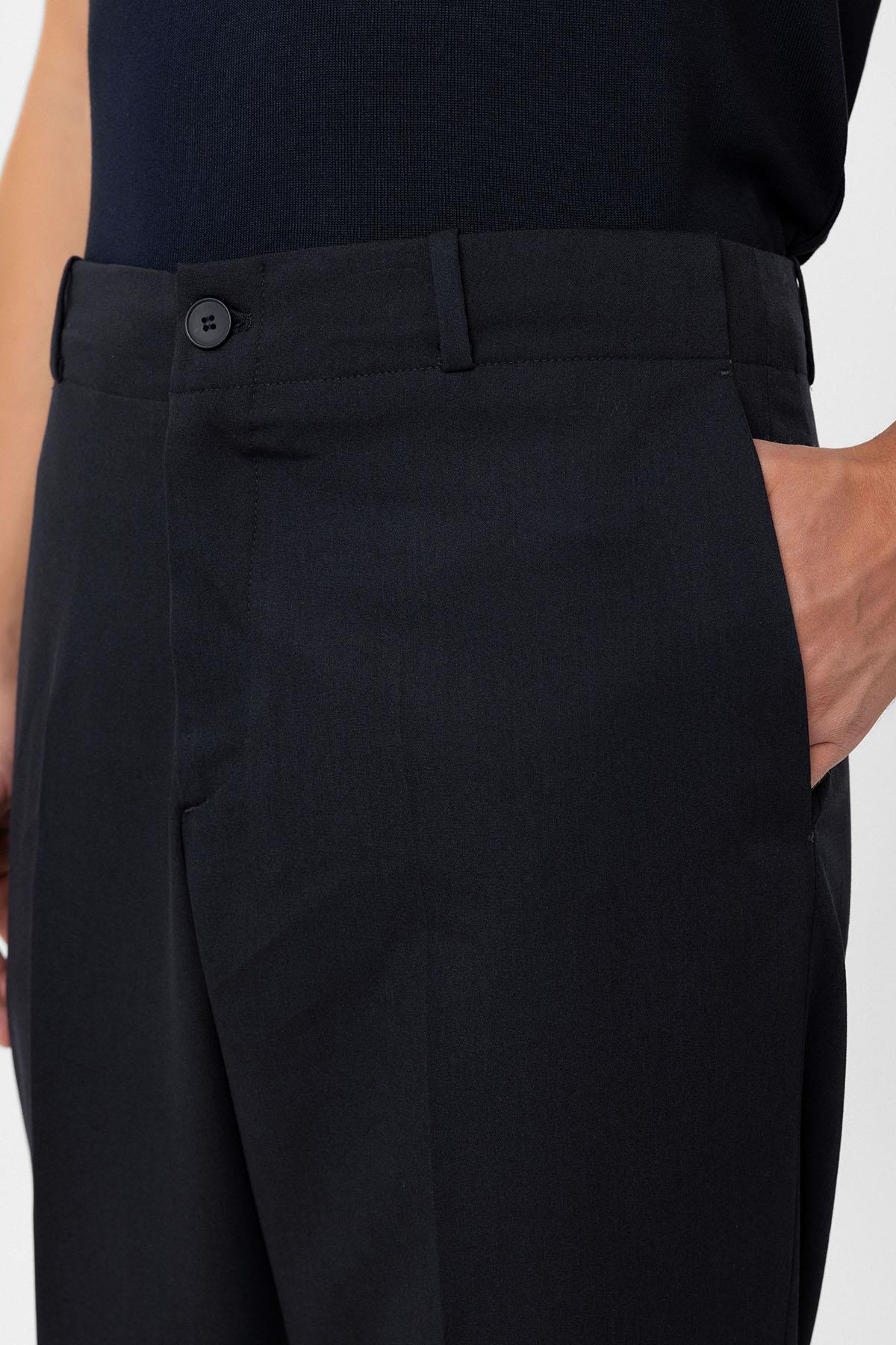 Antioch-Lacivert Yüksek Bel Straight Fit Erkek Pantolon-Kumaş Pantolon-4-Milagron.com