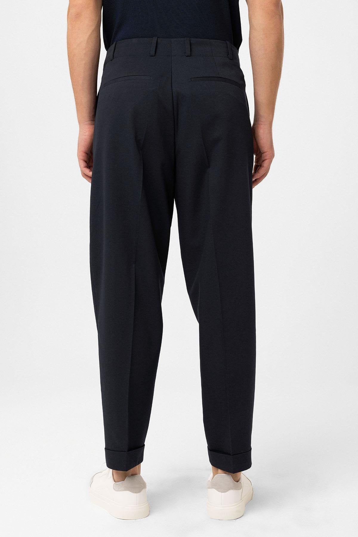 Antioch-Lacivert Yüksek Bel Straight Fit Erkek Pantolon-Kumaş Pantolon-5-Milagron.com