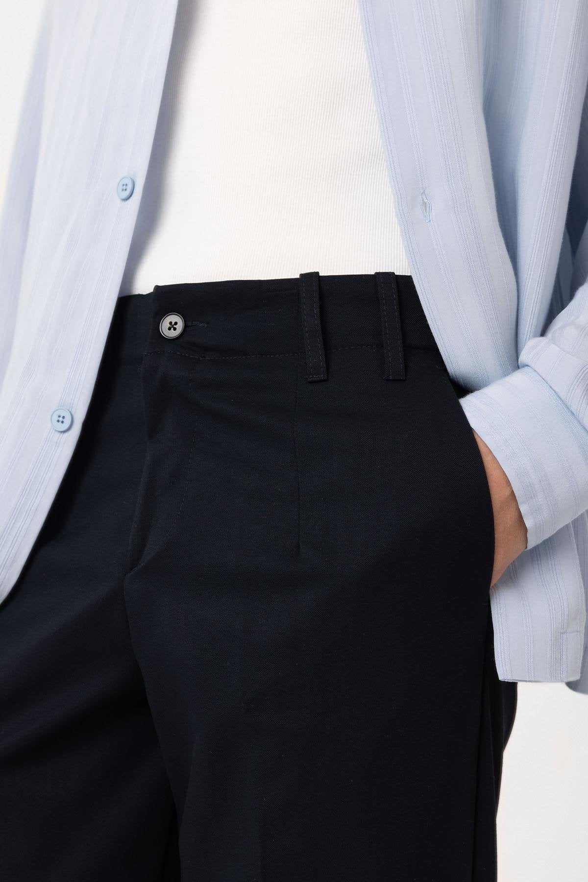 Antioch-Lacivert Yüksek Bel Straight Fit Erkek Pantolon-Kumaş Pantolon-8-Milagron.com