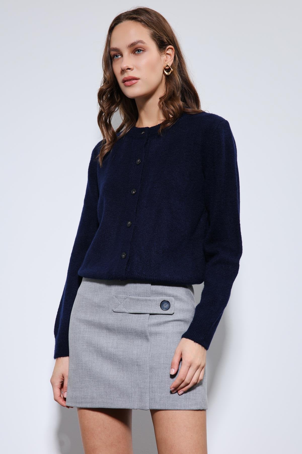 Antioch-Lacivert Yumuşak Dokulu Hırka-Kazak & Triko-4-Milagron.com