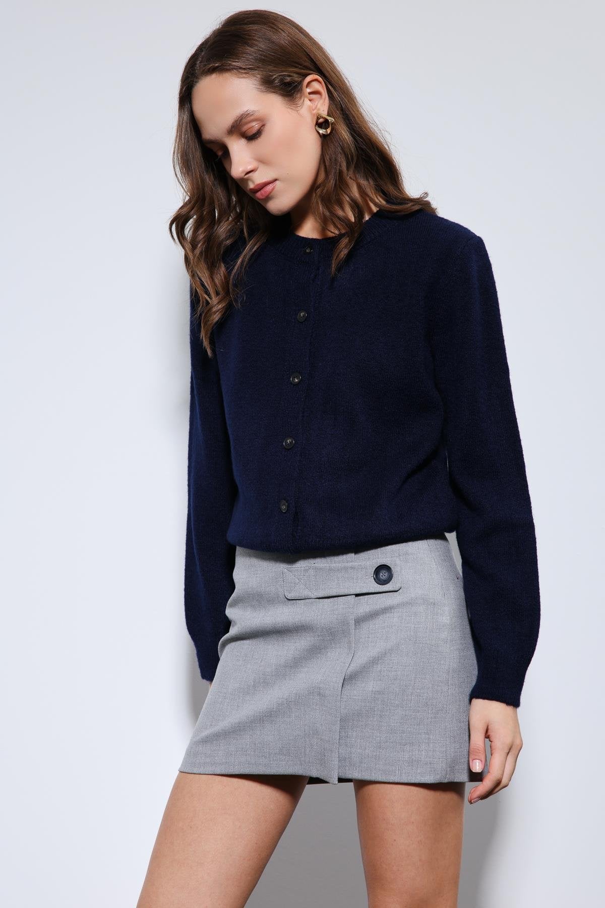 Antioch-Lacivert Yumuşak Dokulu Hırka-Kazak & Triko-6-Milagron.com