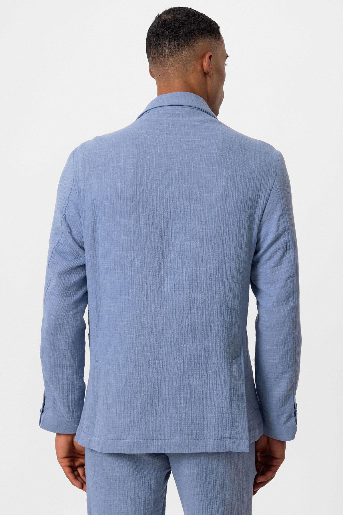 Antioch-Mavi Astarsız Torba Cepli Erkek Blazer Ceket-Blazer Ceket-6-Milagron.com
