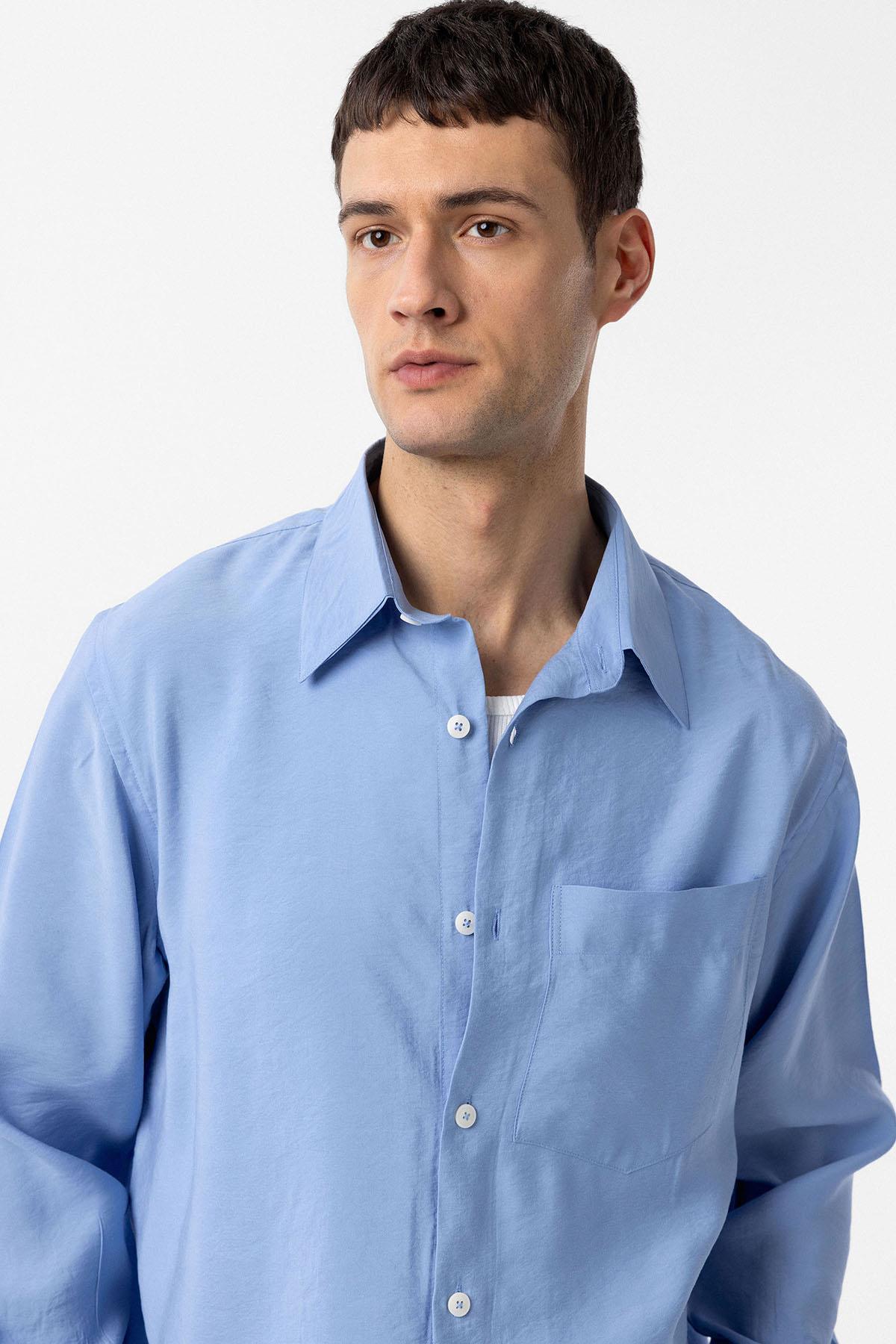 Antioch-Mavi Modal Kumaş Relax Fit Erkek Gömlek-Gömlek-4-Milagron.com
