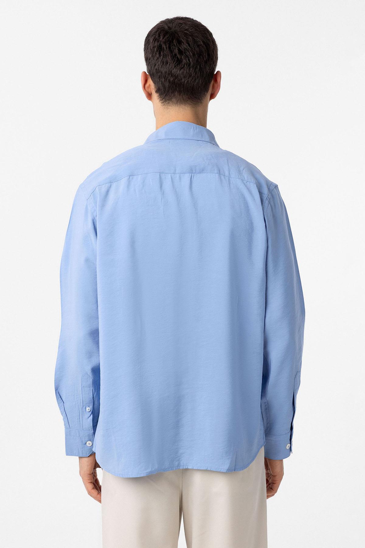 Antioch-Mavi Modal Kumaş Relax Fit Erkek Gömlek-Gömlek-5-Milagron.com