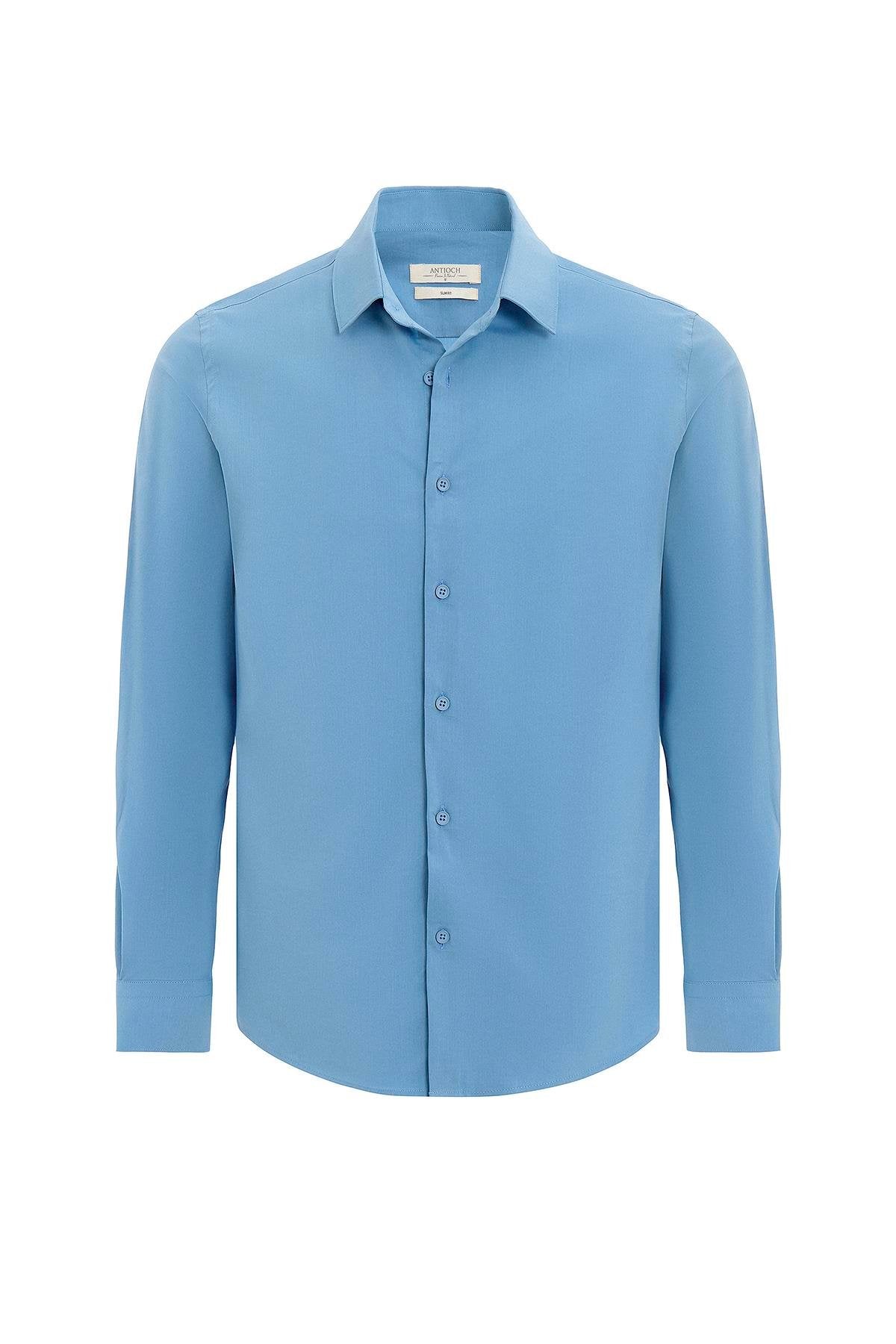 Antioch-Mavi Slim Fit Erkek Gömlek-Gömlek-1-Milagron.com