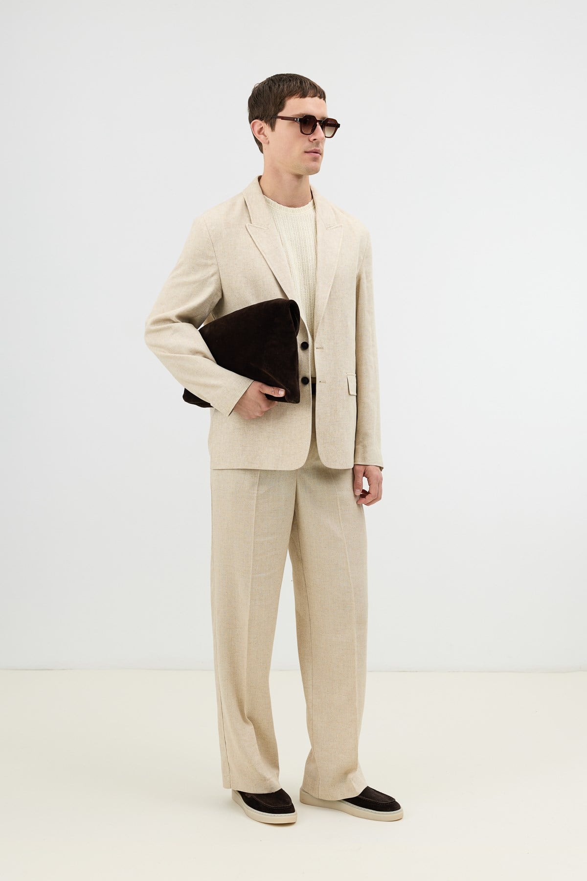 Antioch Natur Keten Karışımlı Erkek Blazer Ceket