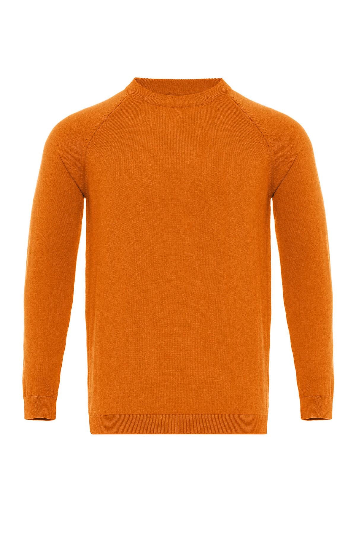 Antioch-Oranj Bisiklet Yaka Slim Fit Triko Kazak-Kazak & Triko-5-Milagron.com