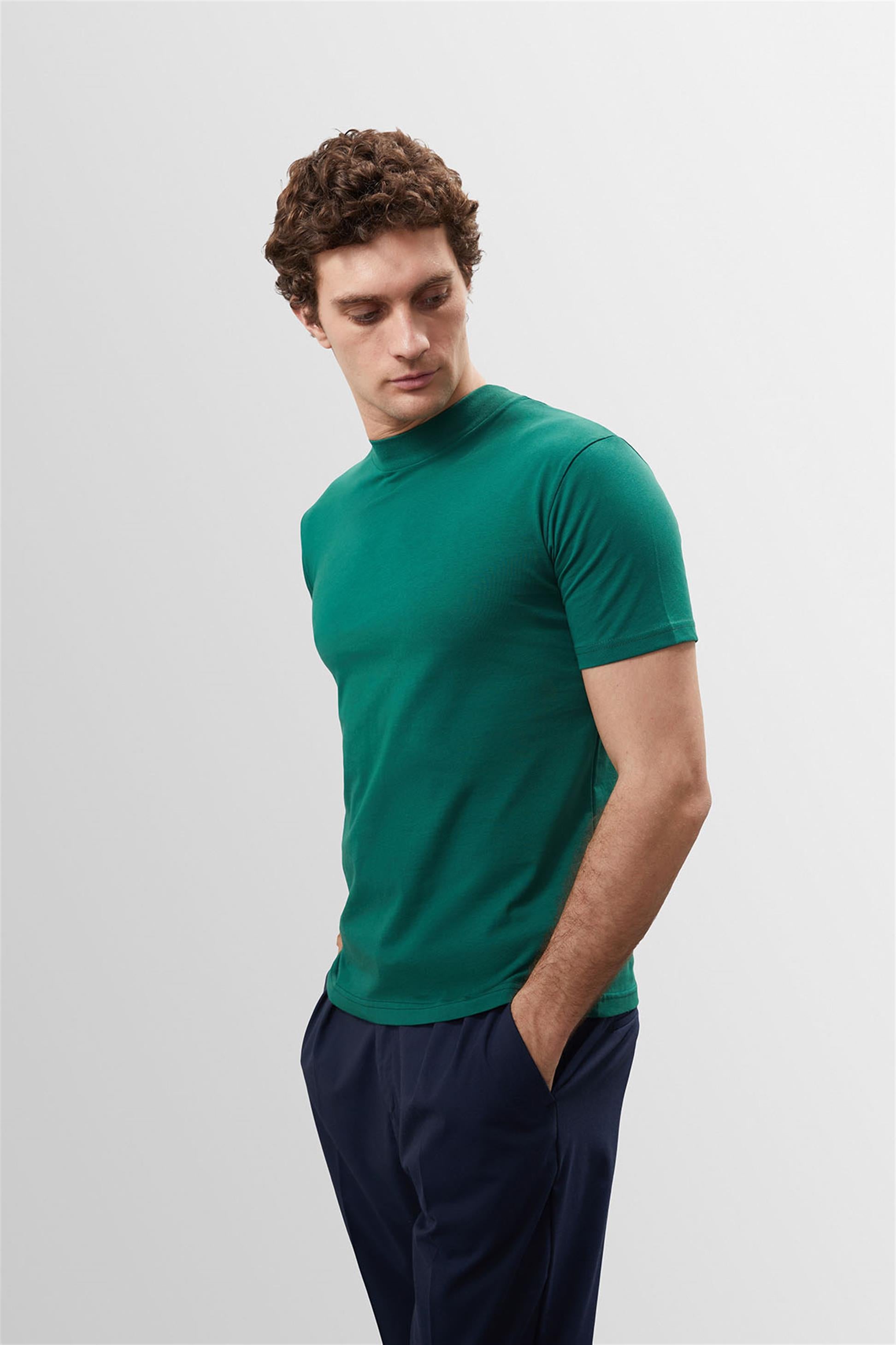 Antioch-Ördek Yeşili Slim Fit Basic T Shirt-T-Shirts-3-Milagron.com