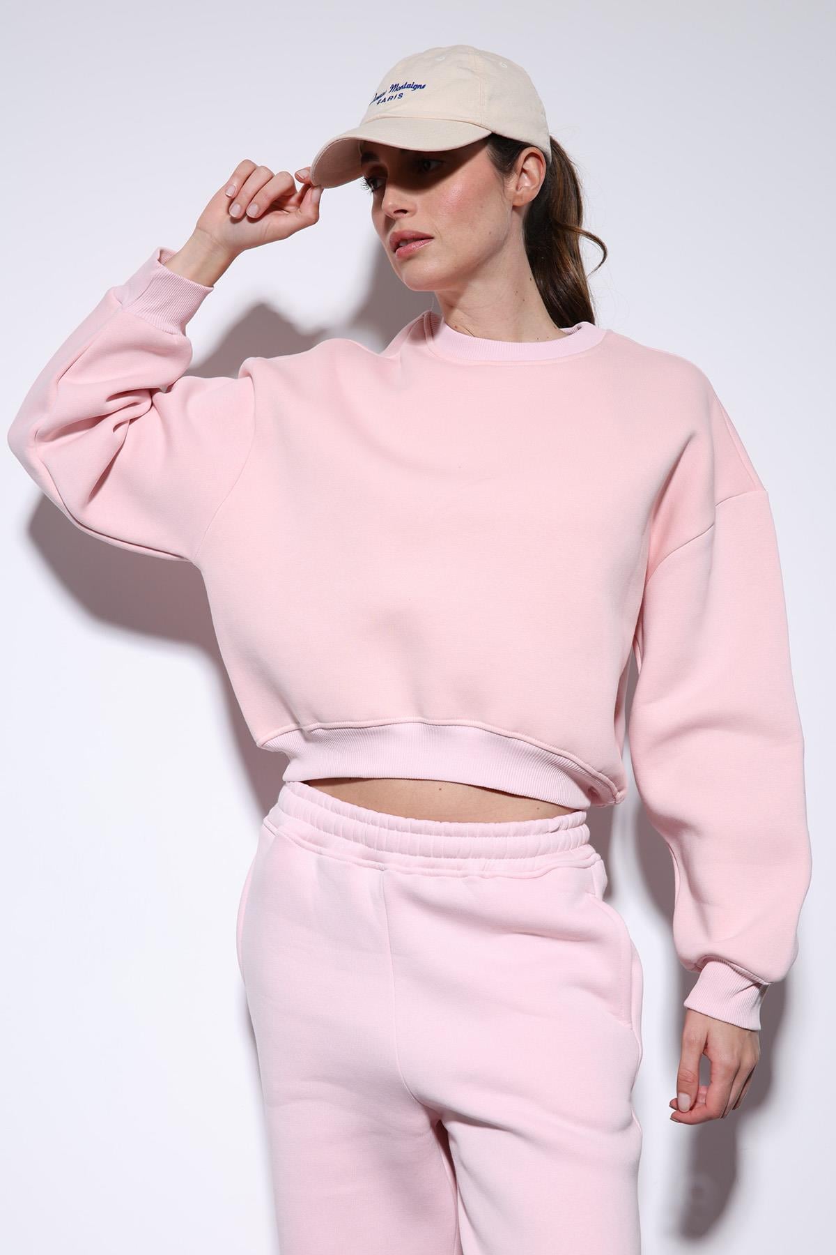 Antioch Pembe Basic Kadın Sweatshirt