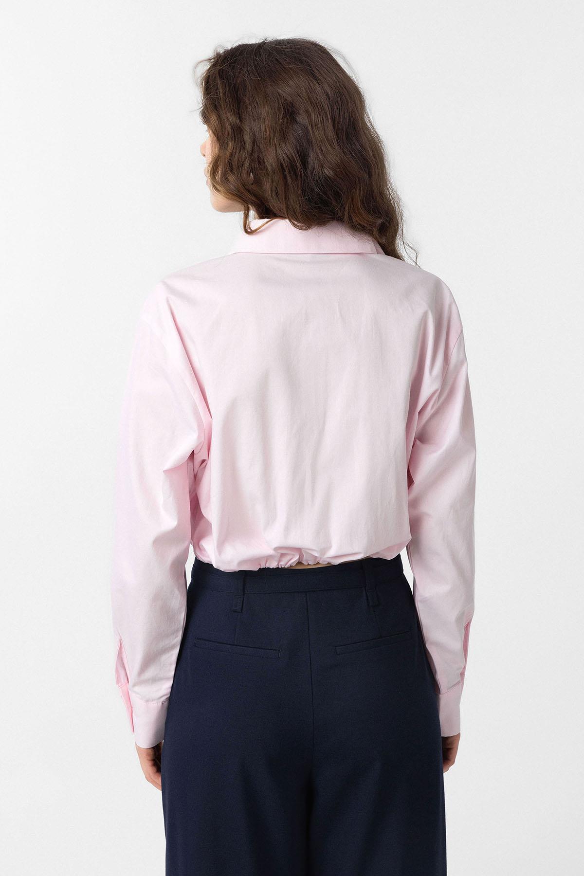 Antioch-Pembe Crop Poplin Kadın Gömlek-Gömlek-4-Milagron.com