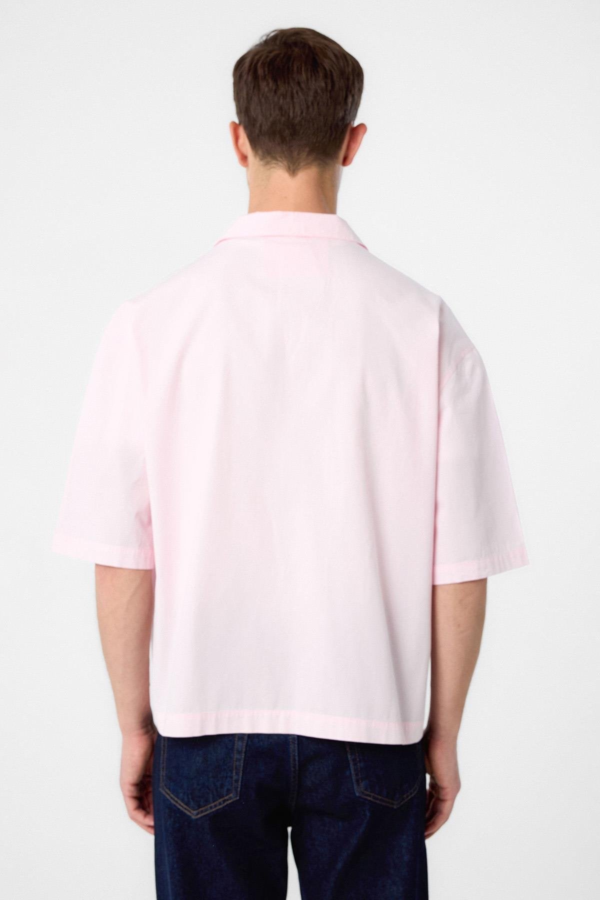 Antioch-Pembe Relax Fit Kısa Erkek Gömlek-Gömlek-5-Milagron.com