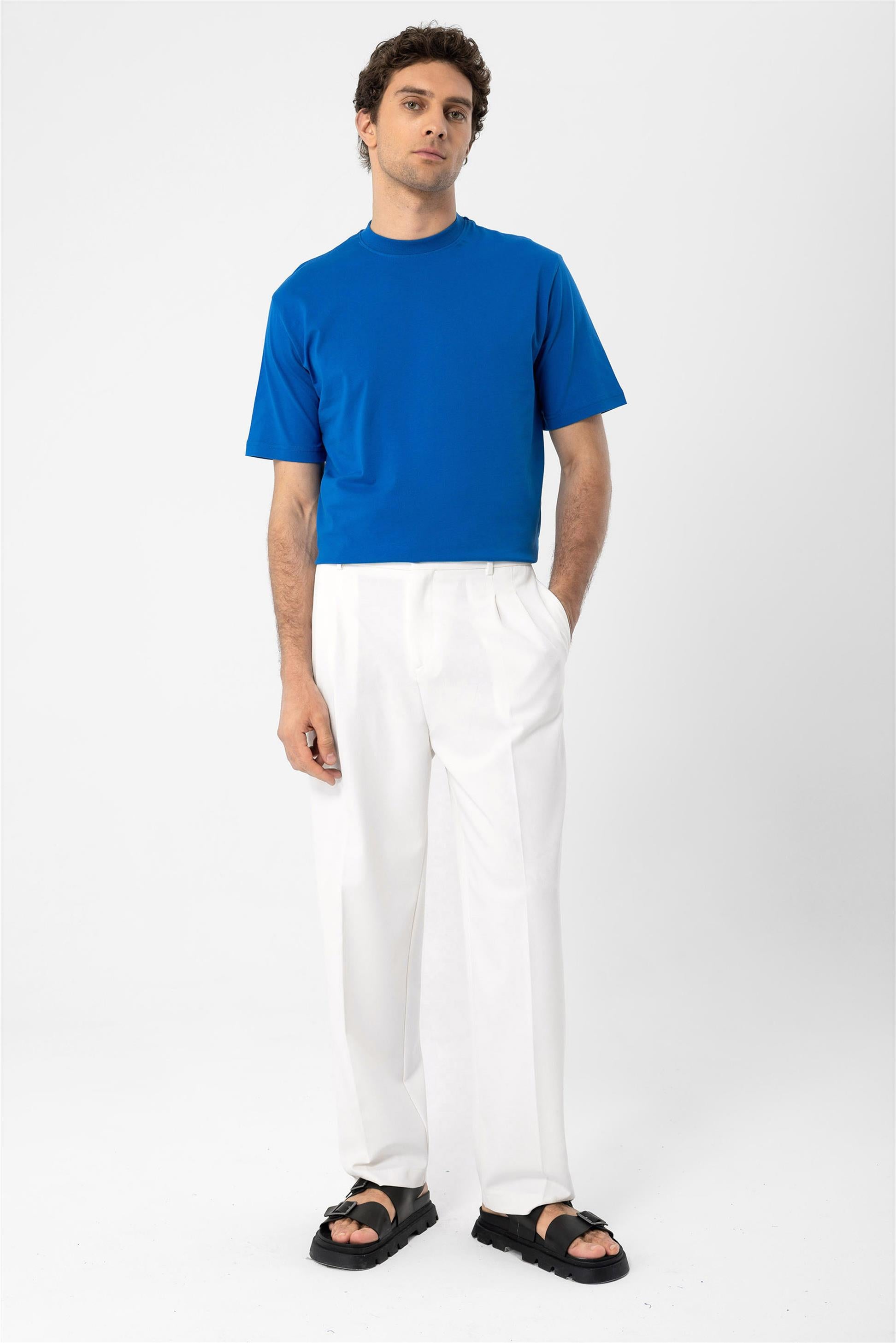Antioch-Saks Bisiklet Yaka Basic T Shirt-T-Shirts-3-Milagron.com