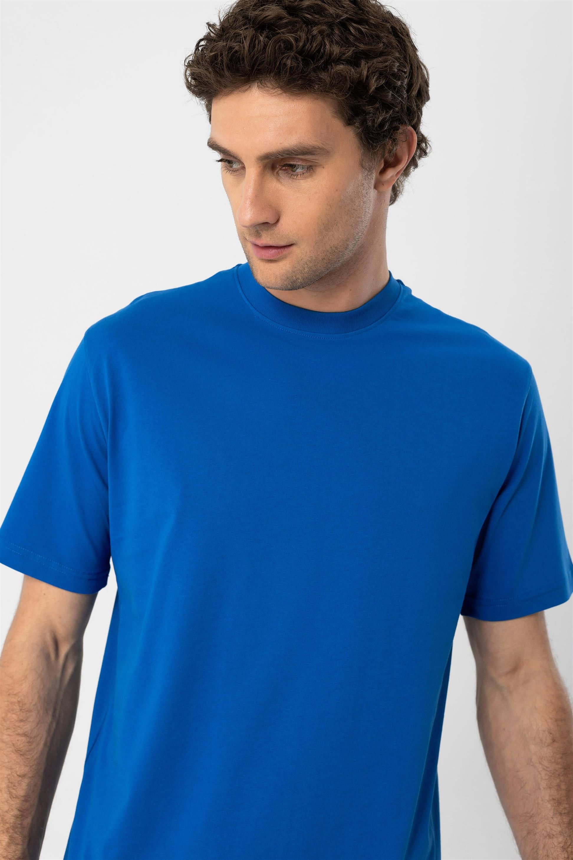 Antioch-Saks Bisiklet Yaka Basic T Shirt-T-Shirts-6-Milagron.com