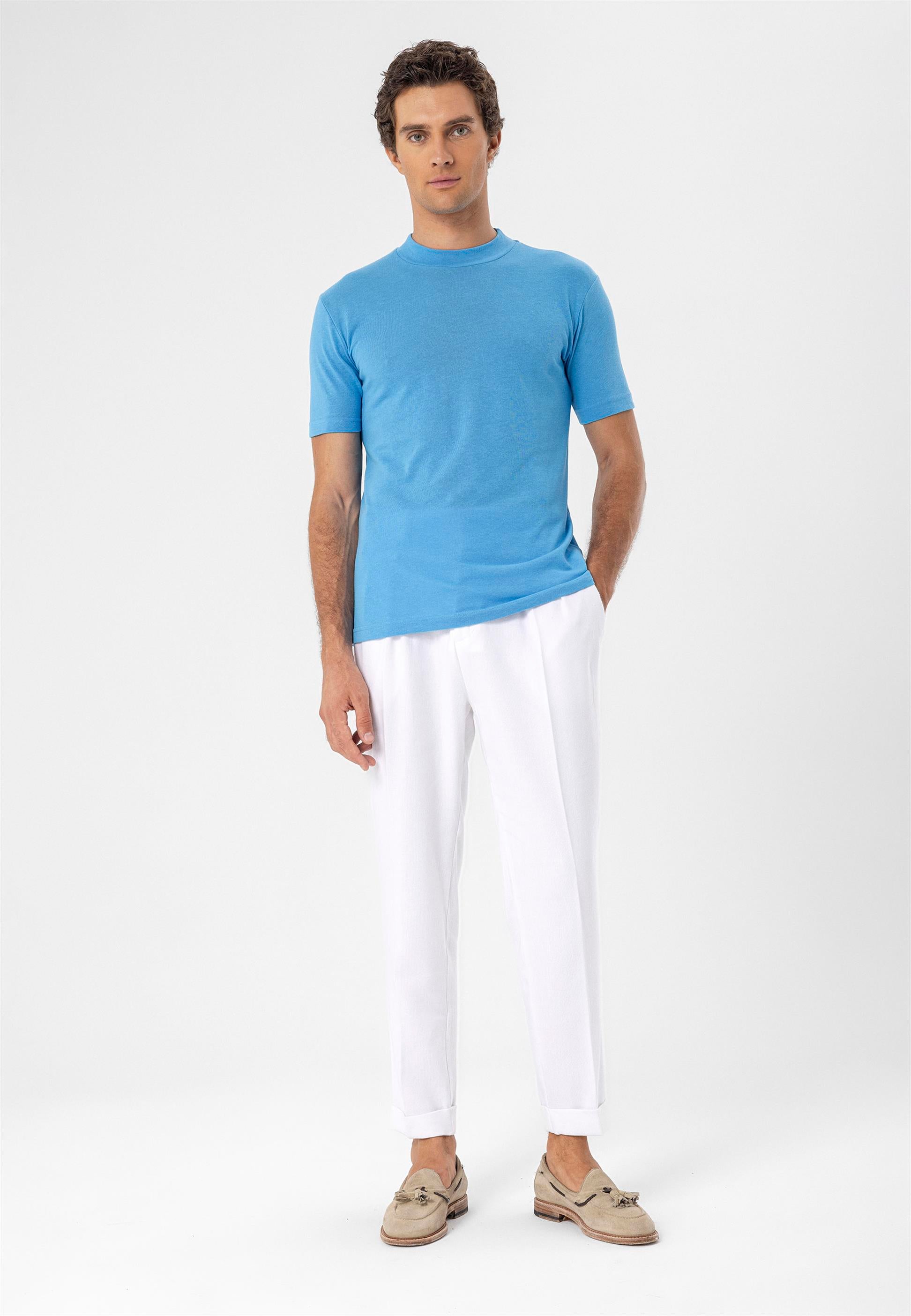 Antioch-Saks Bisiklet Yaka Slim Fit T Shirt-T-Shirts-1-Milagron.com