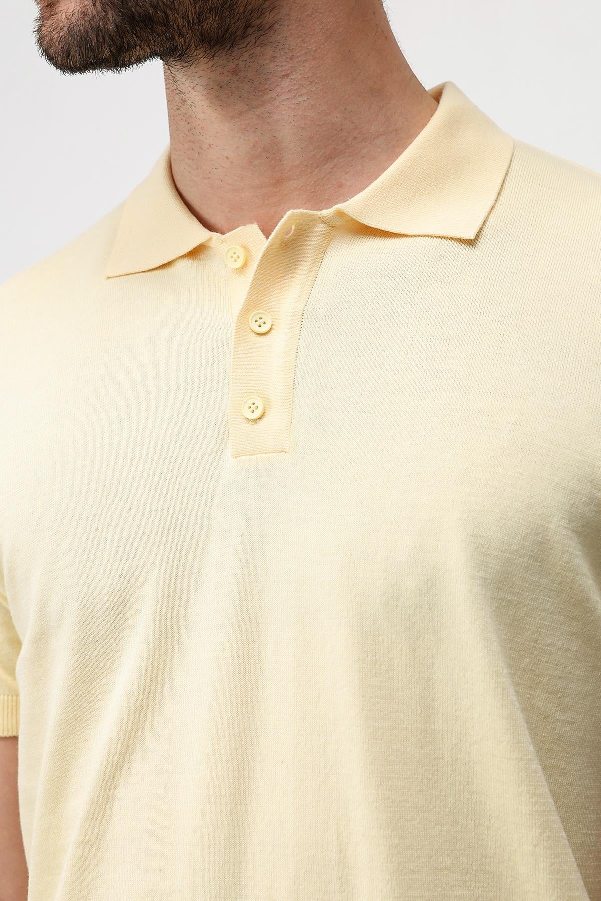 Antioch Sarı Comfort Slim Polo Yaka Erkek Triko T-Shirt
