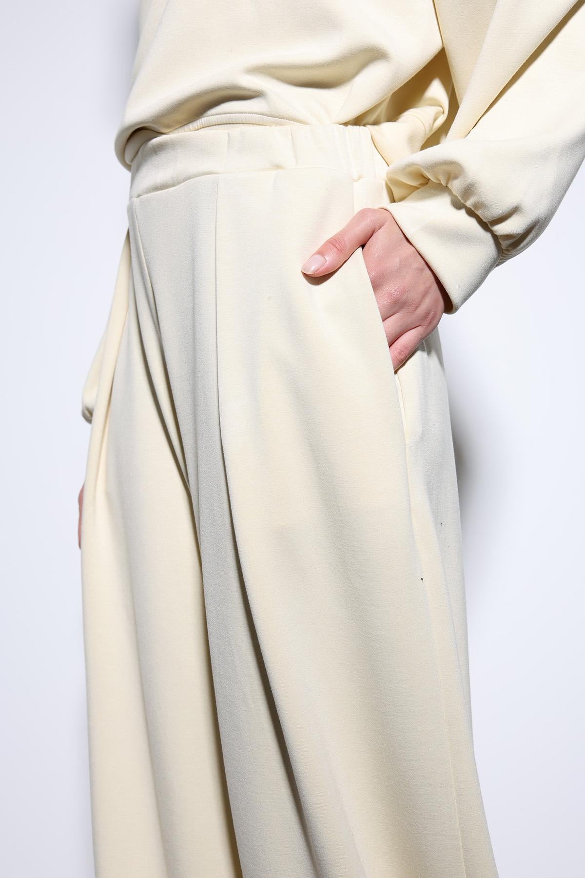 Antioch-Sarı Geniş Paça Relaxed Kadın Takım-Takım-5-Milagron.com