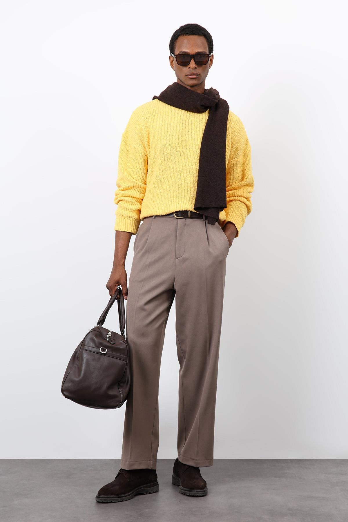 Antioch-Sarı örme Triko Erkek Kazak-Kazak-1-Milagron.com