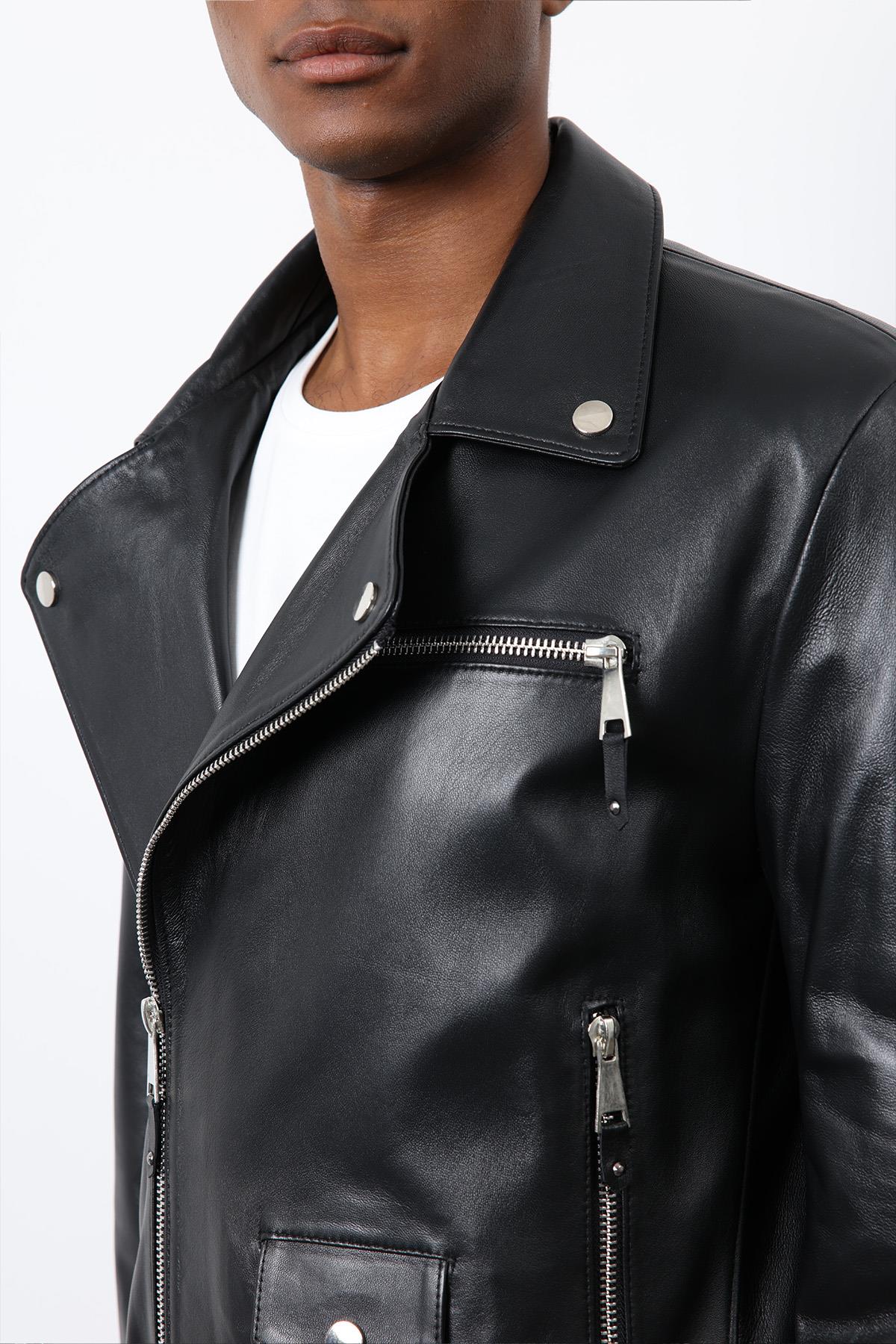 Antioch-Siyah 100% Deri Biker Ceket-Ceket-7-Milagron.com