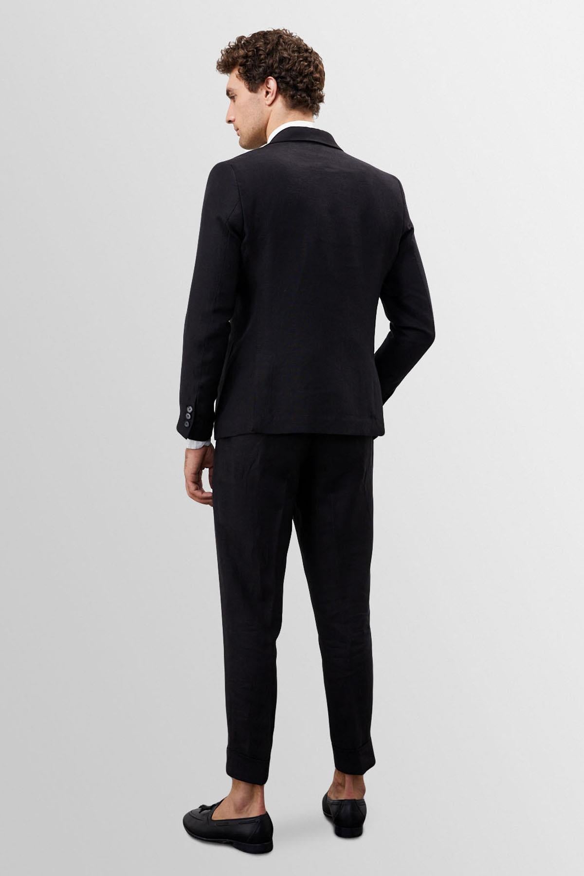 Antioch-Siyah %100 Keten Erkek Blazer Ceket-Ceket-6-Milagron.com