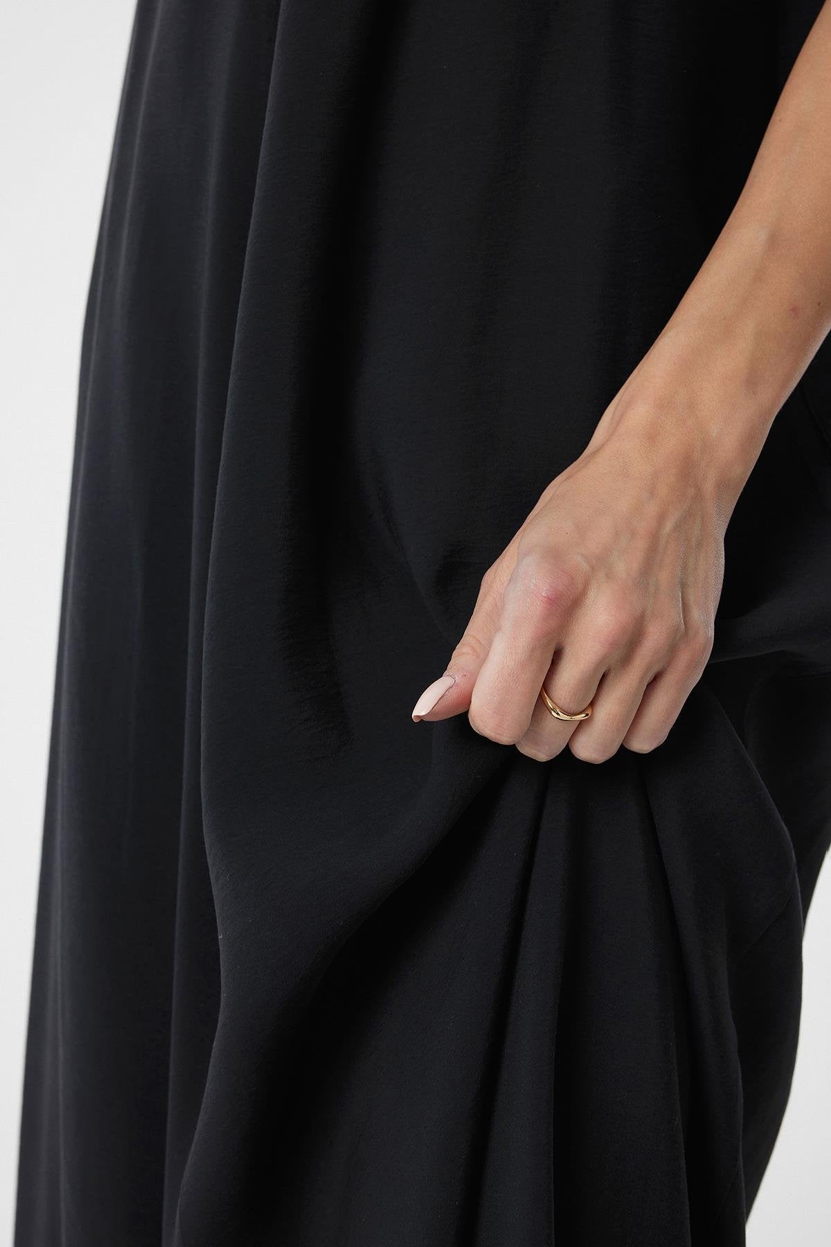 Antioch-Siyah Askılı Modal Uzun Kadın Elbise-Elbise-3-Milagron.com