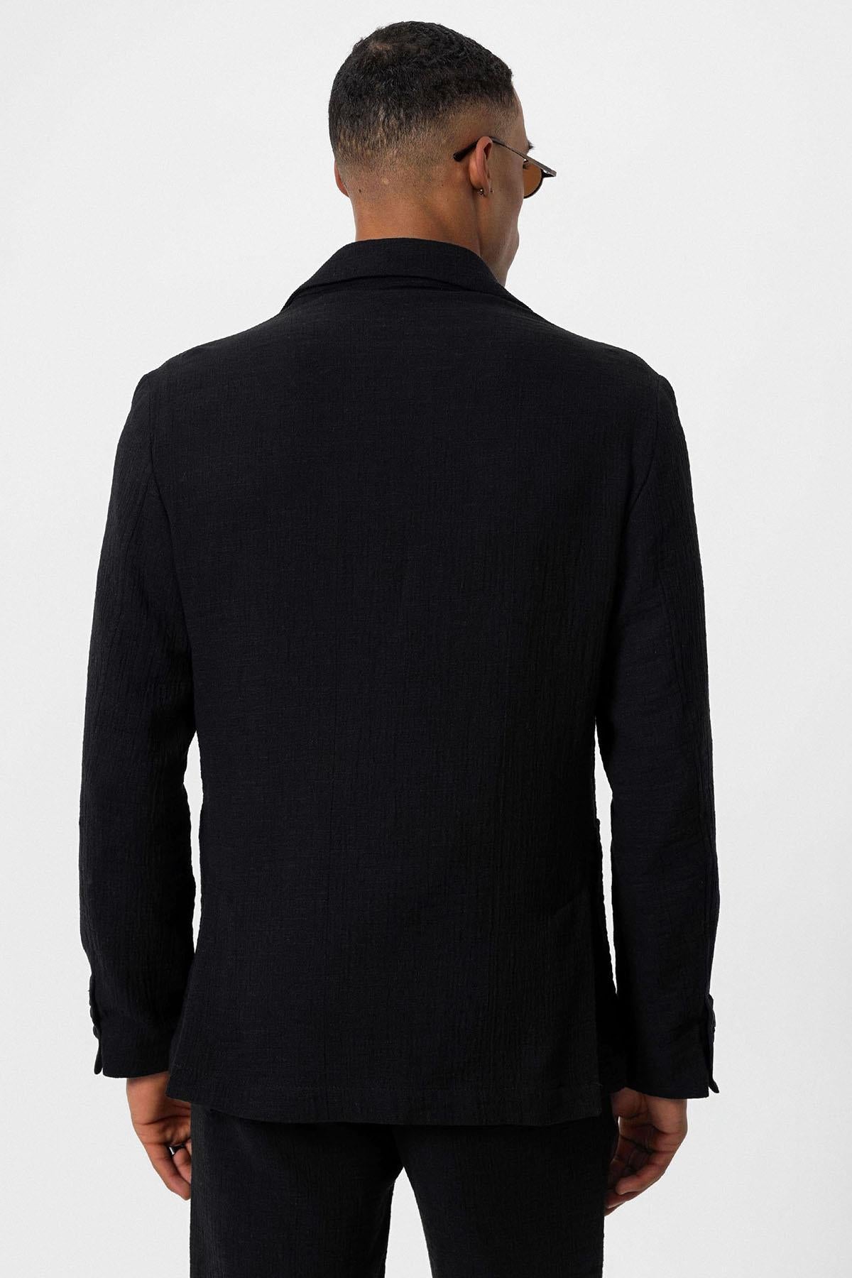 Antioch-Siyah Astarsız Torba Cepli Erkek Blazer Ceket-Ceket-5-Milagron.com