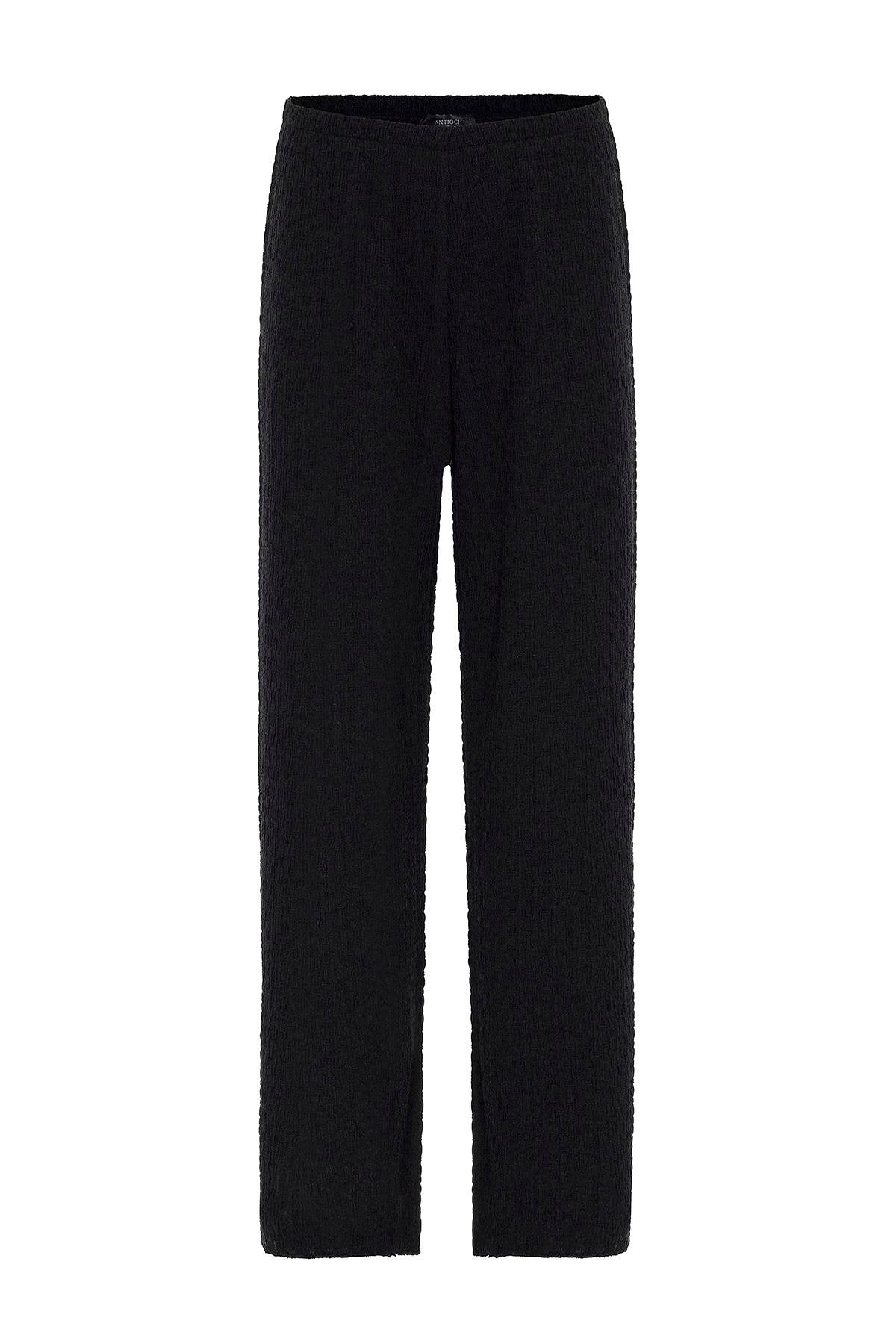 Antioch-Siyah Bağ Detaylı Dokulu Kadın Takım-Alt - Üst Takım-7-Milagron.com