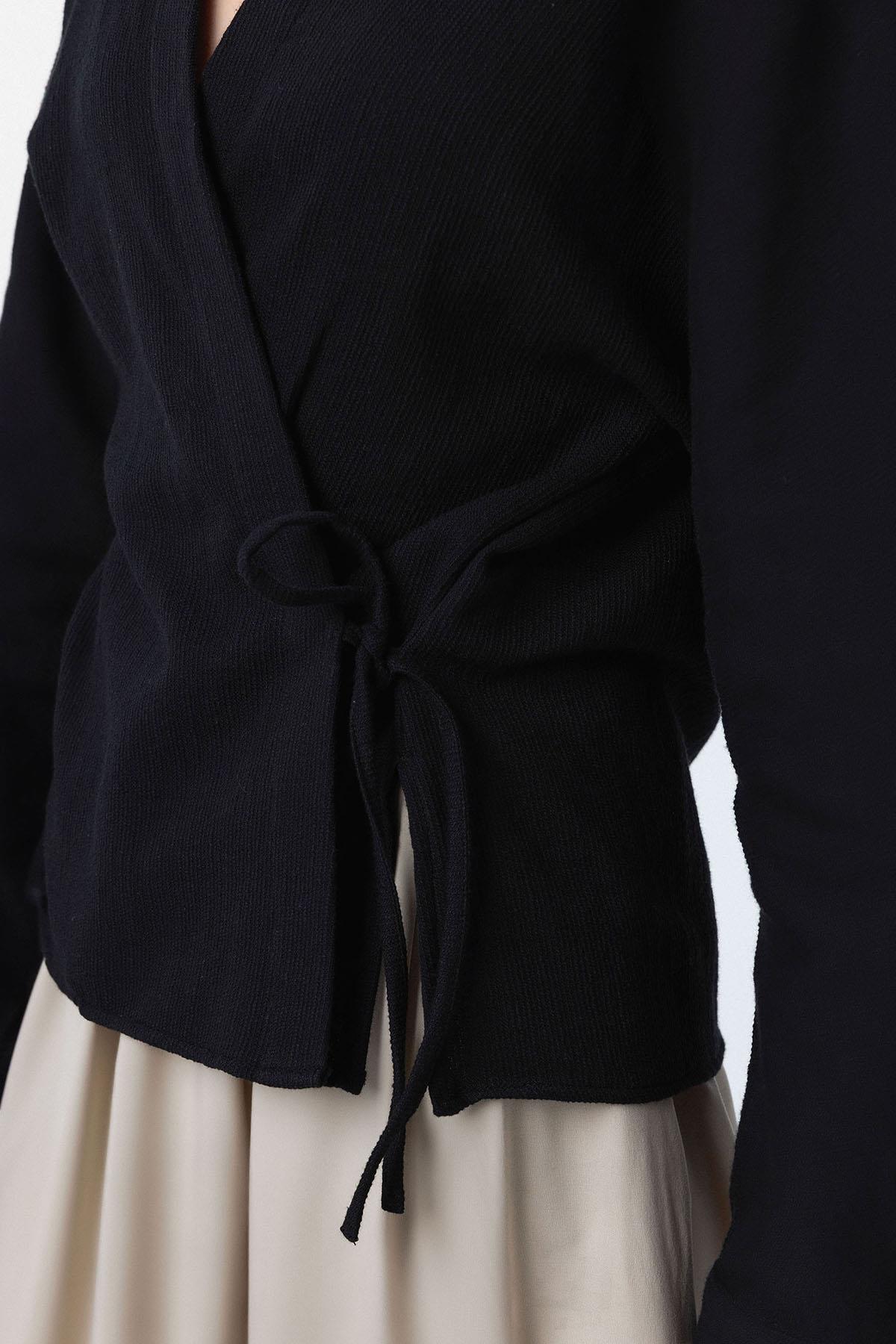 Antioch-Siyah Bağlamalı Kimono Kadın Gömlek-Gömlek-3-Milagron.com