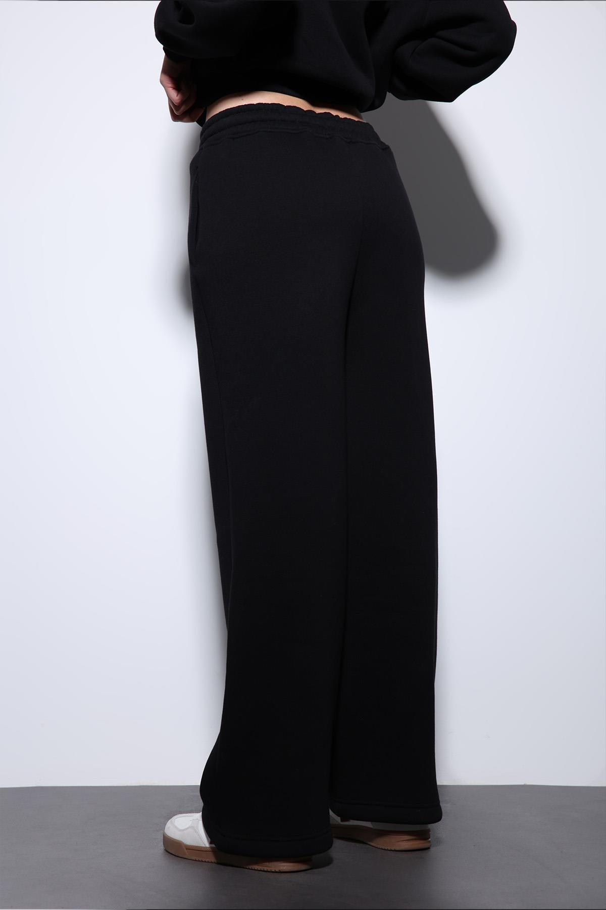 Antioch-Siyah Basic Ayarlanabilir Paça Kadın Eşofman Altı-Eşofman-5-Milagron.com