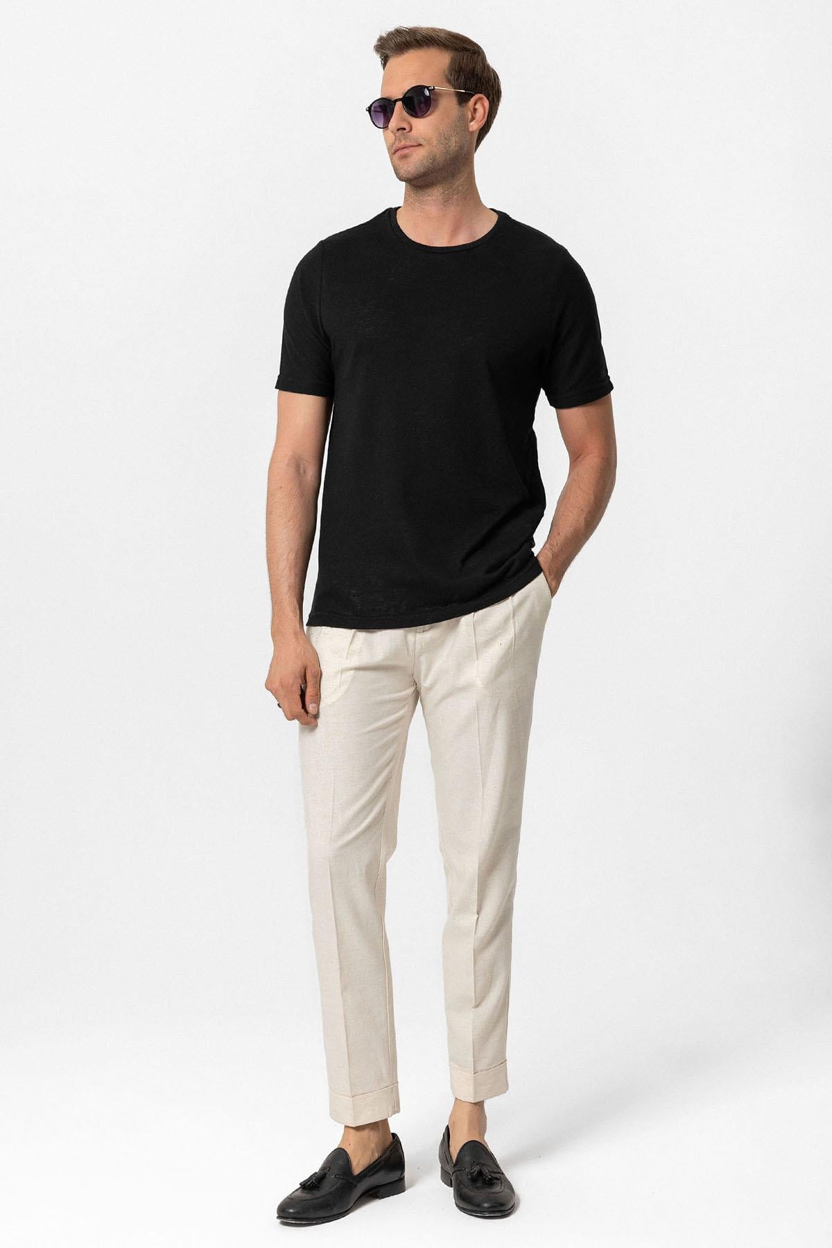 Antioch Siyah Basic Bisiklet Yaka Erkek T-Shirt