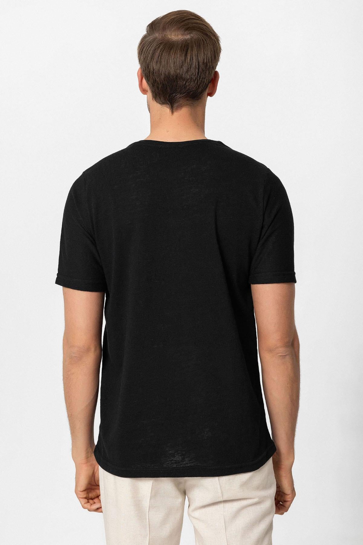 Antioch Siyah Basic Bisiklet Yaka Erkek T-Shirt