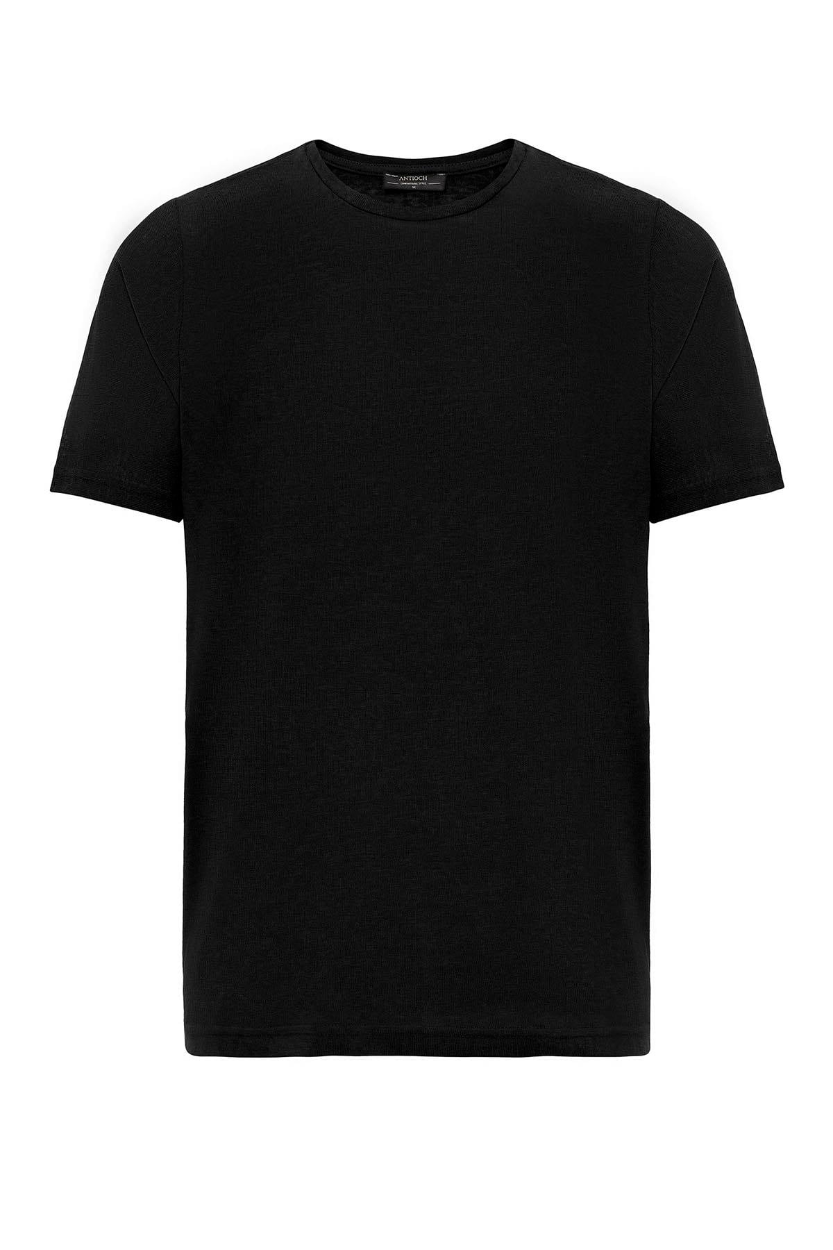 Antioch Siyah Basic Bisiklet Yaka Erkek T-Shirt