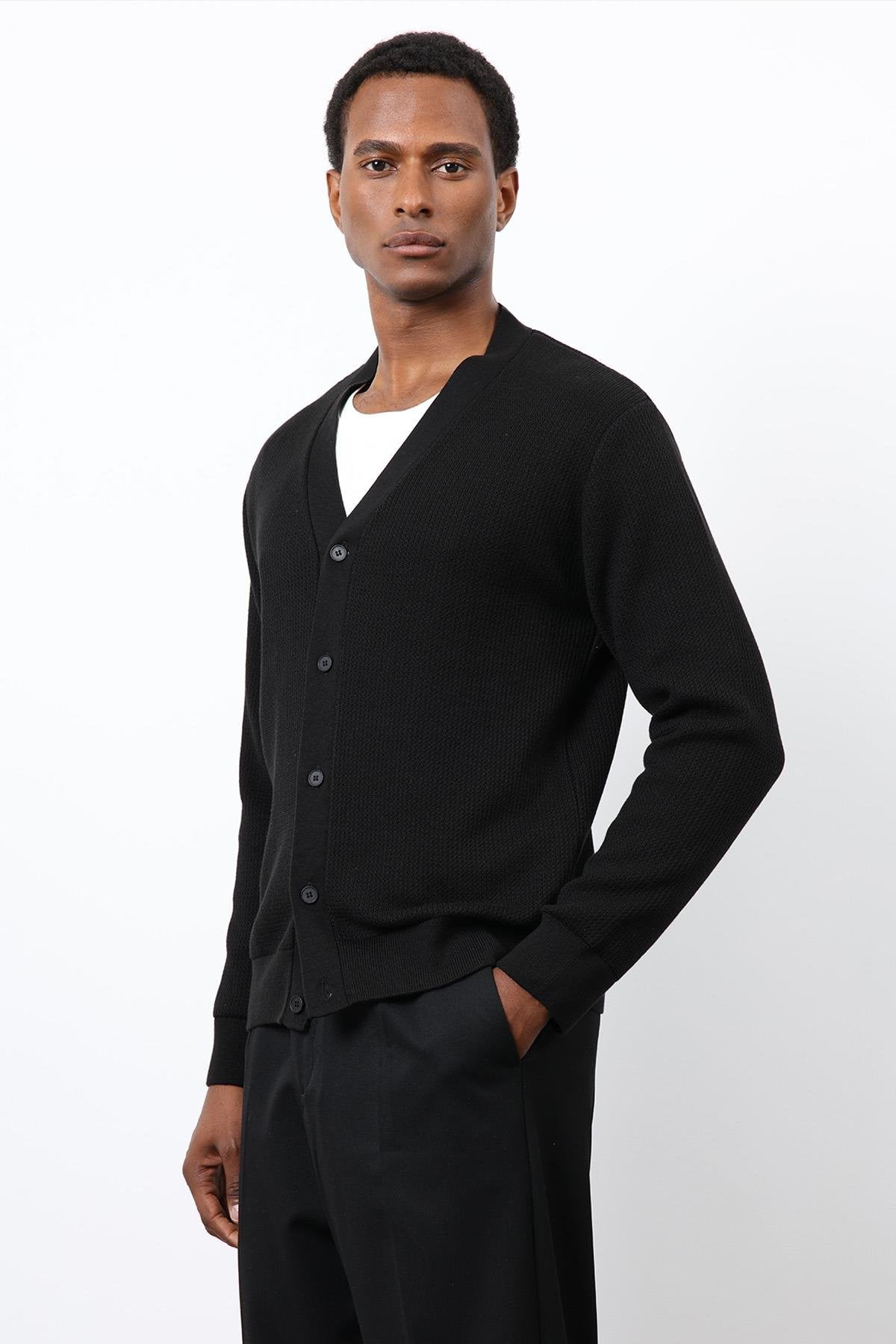 Antioch-Siyah Basic Erkek Hırka-HIRKA-2-Milagron.com