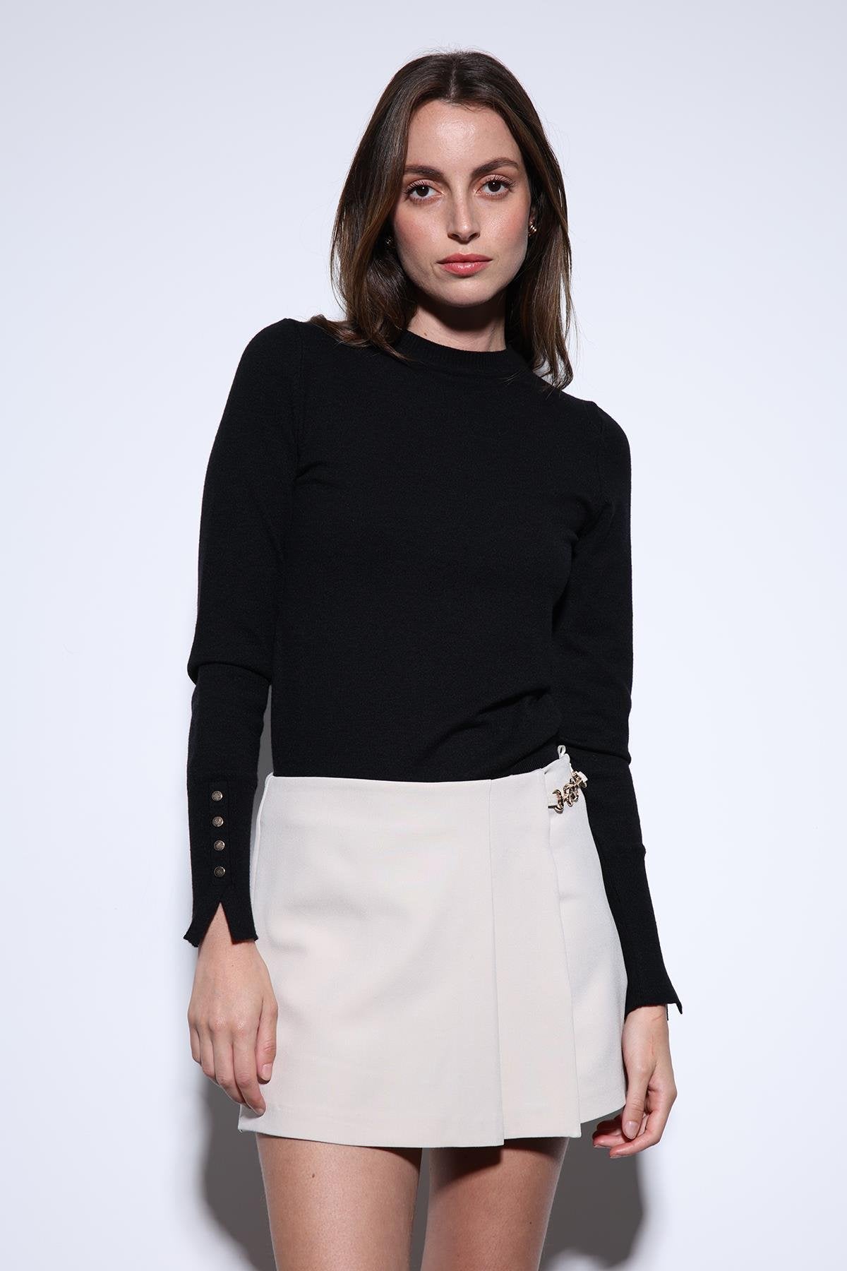 Antioch-Antioch Siyah Basic Kadın Triko Kazak-Kazak-2-Milagron.com