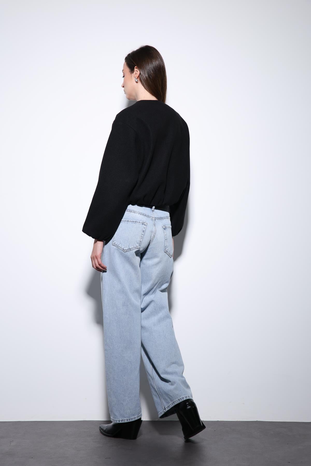 Antioch-Siyah Bel Lastikli Crop Kadın Mont-Mont-6-Milagron.com