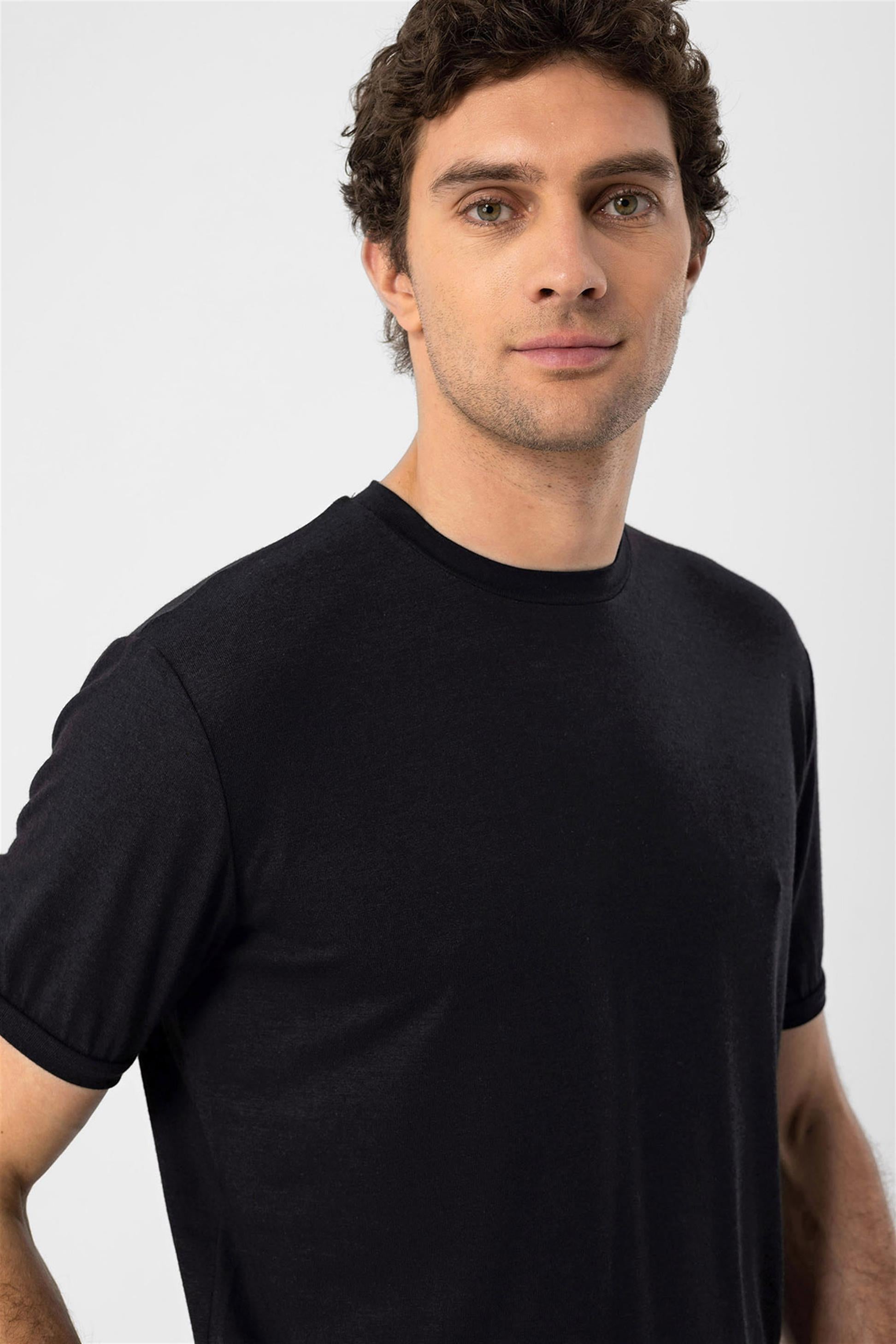 Antioch-Siyah Bisiklet Yaka Erkek T Shirt-T-Shirts-5-Milagron.com