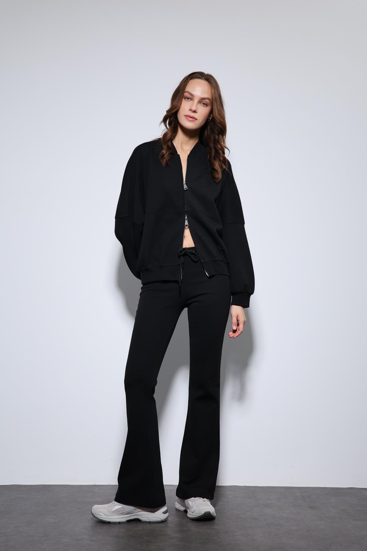 Antioch-Siyah Bomber Ceket Ve İspanyol Paça Eşofman Takım-Takım-6-Milagron.com